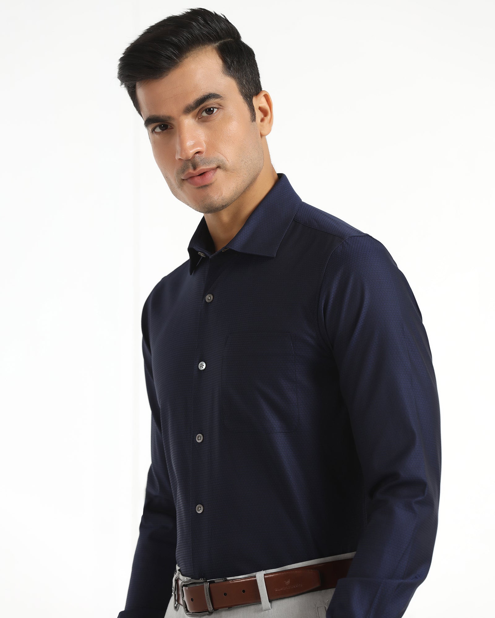Luxe Formal Navy Textured Shirt - Hadley