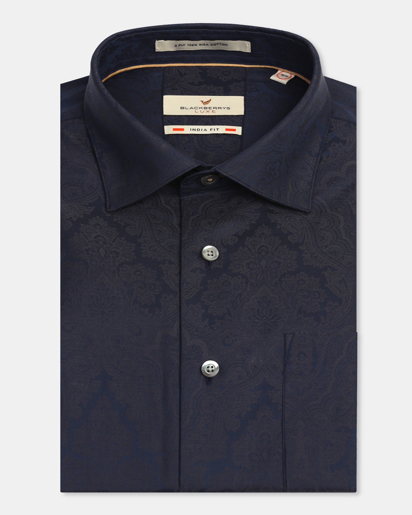 Luxe Formal Navy Jacquard Shirt - Zinnia
