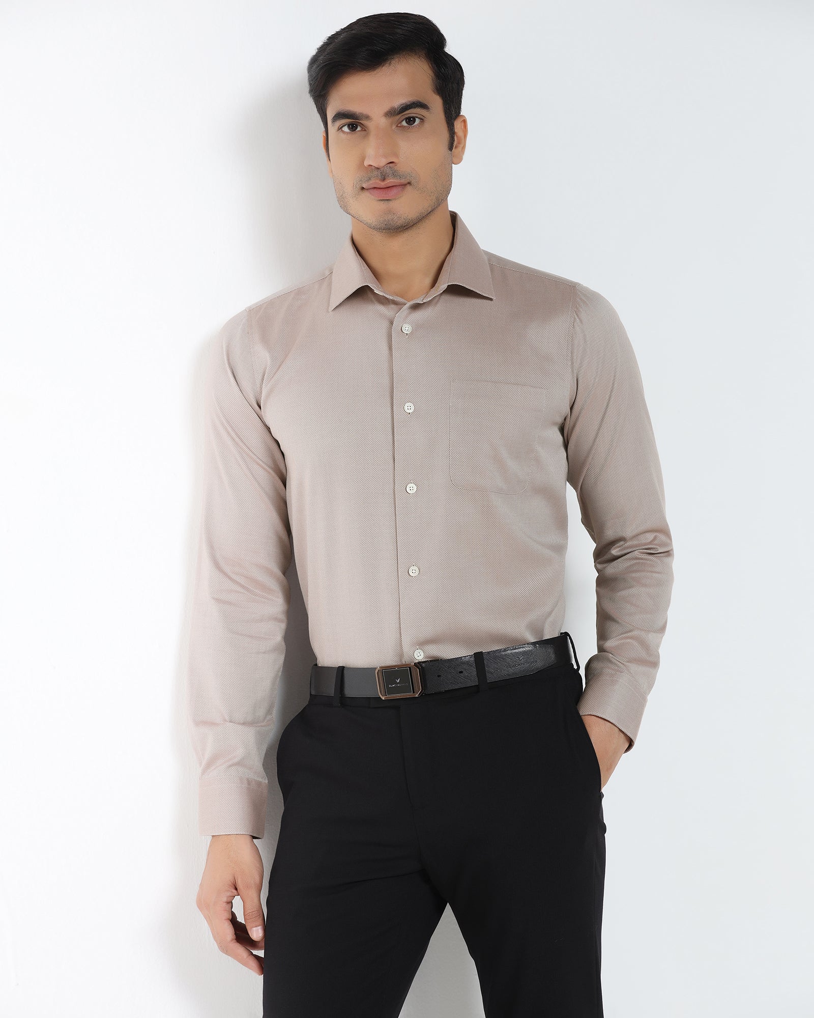 Luxe Formal Ochre Textured Shirt - Thyme