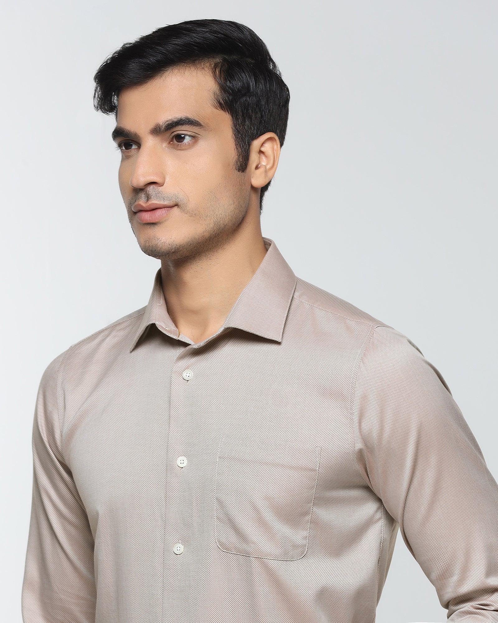 Luxe Formal Ochre Textured Shirt - Thyme