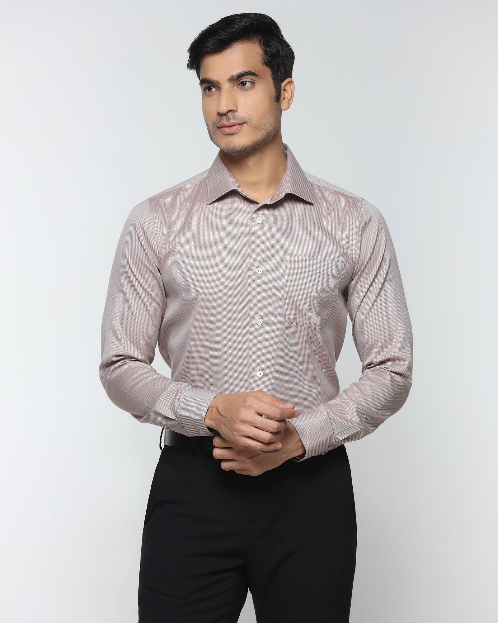 Luxe Formal Ochre Textured Shirt - Thyme