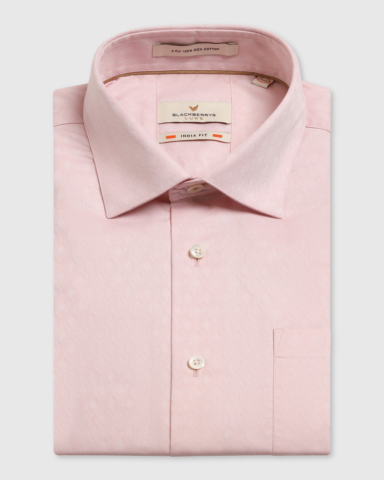 Luxe Formal Peach Jacquard Shirt - Castle