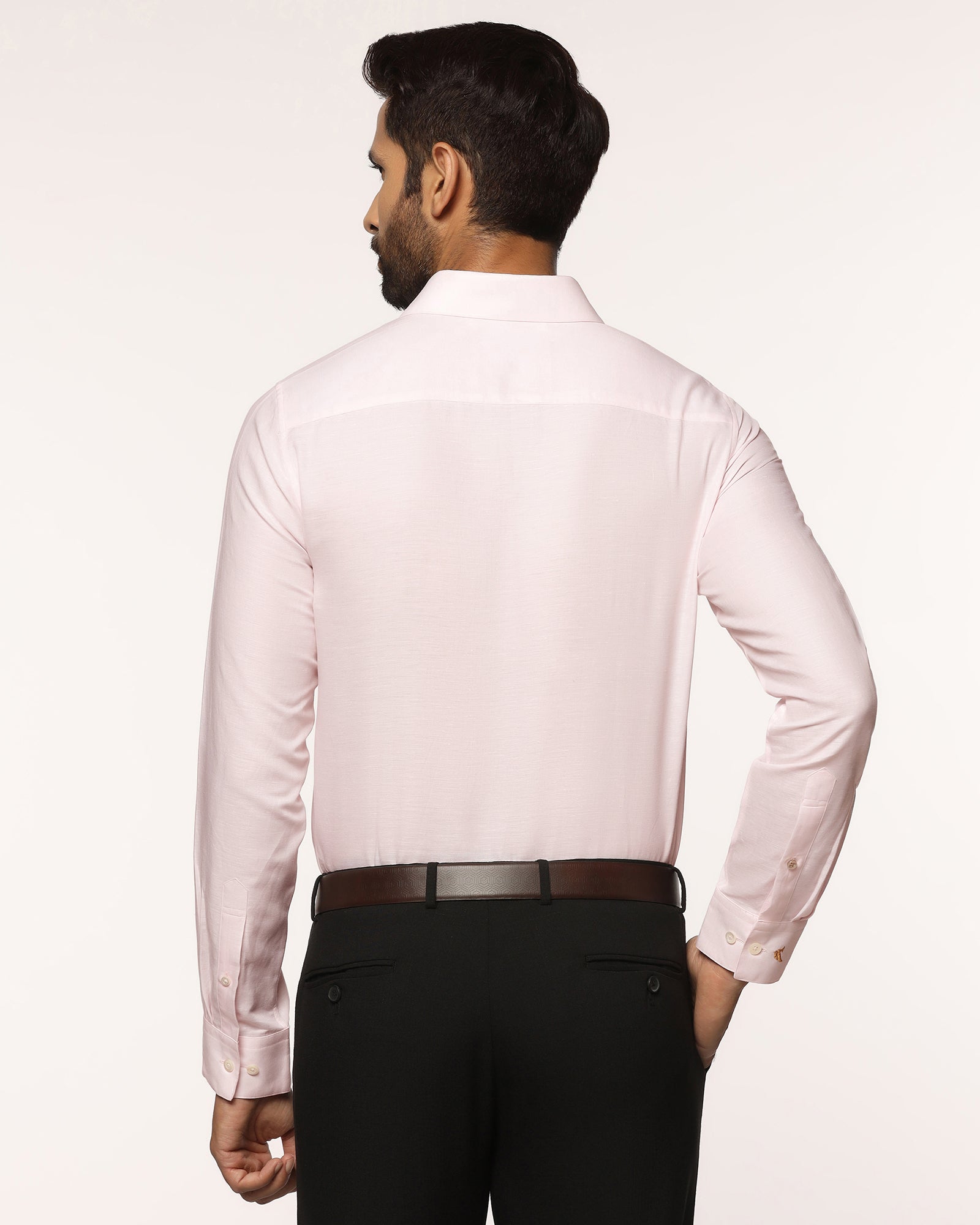 Luxe Linen Formal Pink Textured Shirt - Veltry