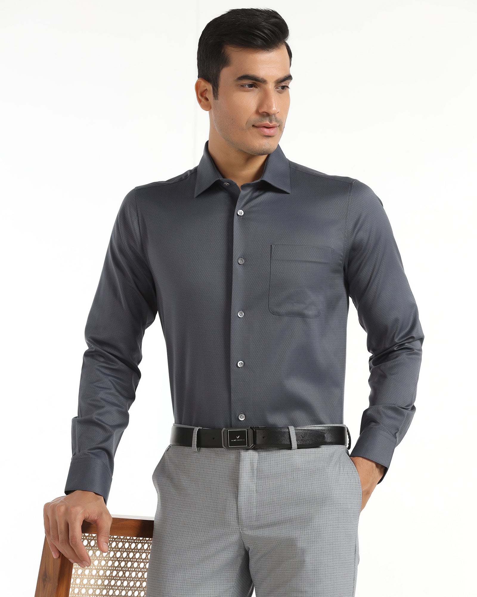 Luxe Formal Teal Textured Shirt - Hadley