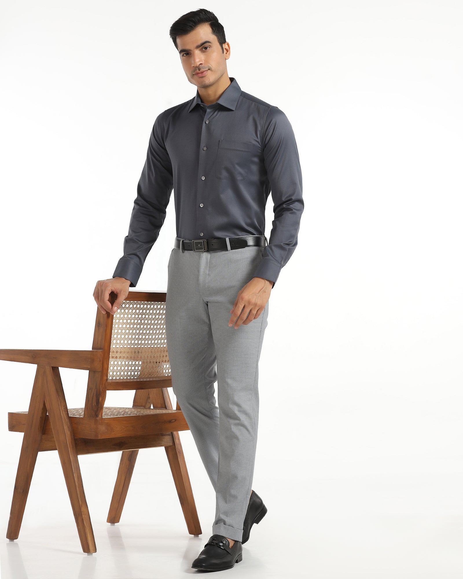 Luxe Formal Teal Textured Shirt - Hadley
