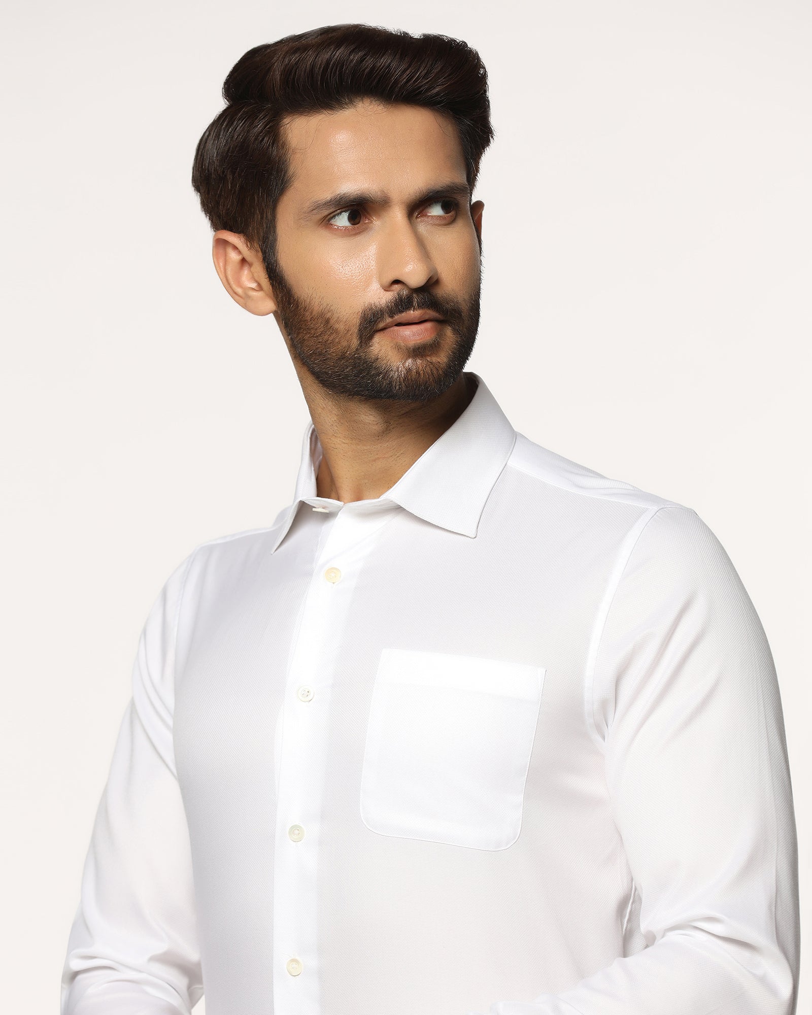 Luxe Formal White Textured Shirt - Twix