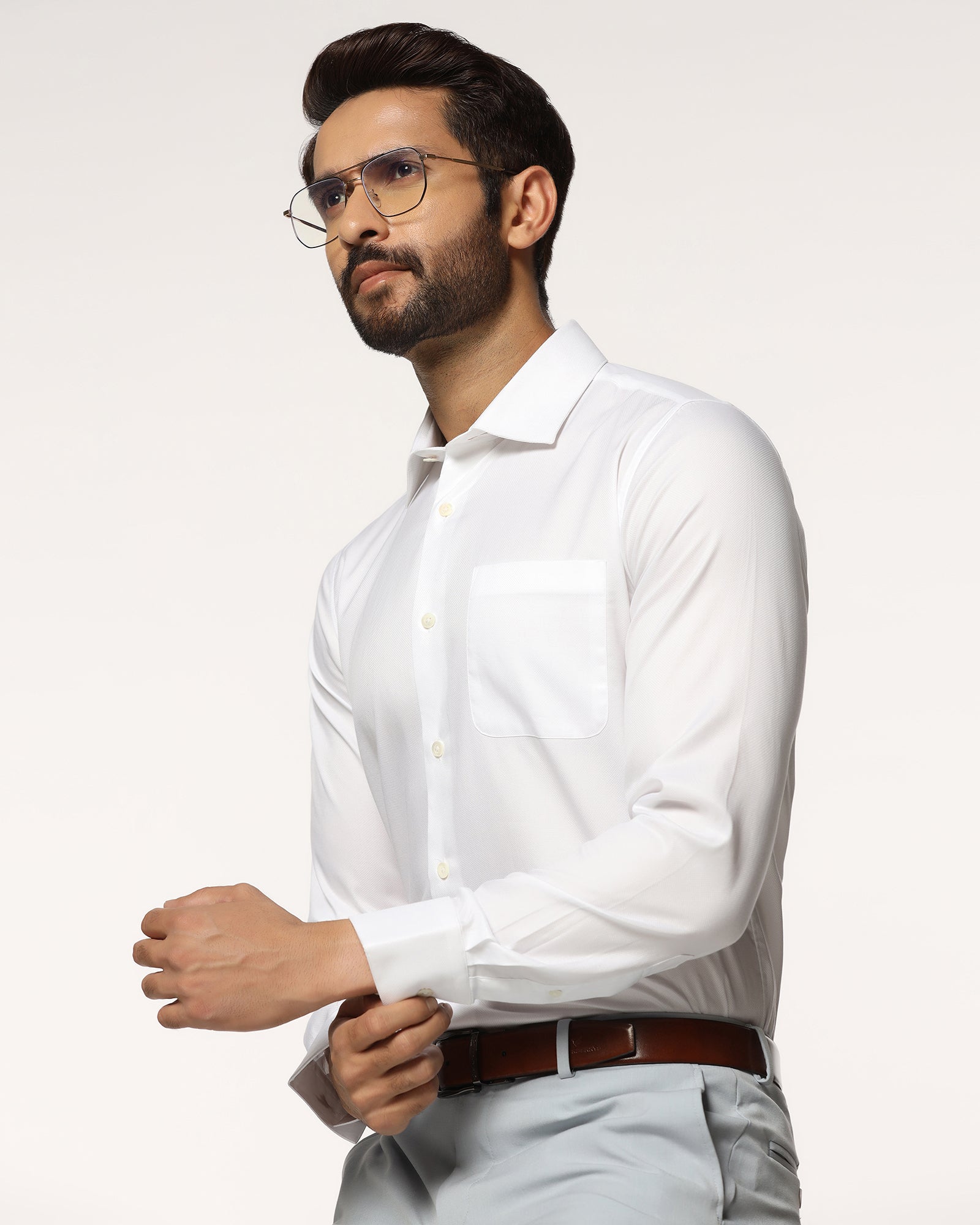 Luxe Formal White Textured Shirt - Twix