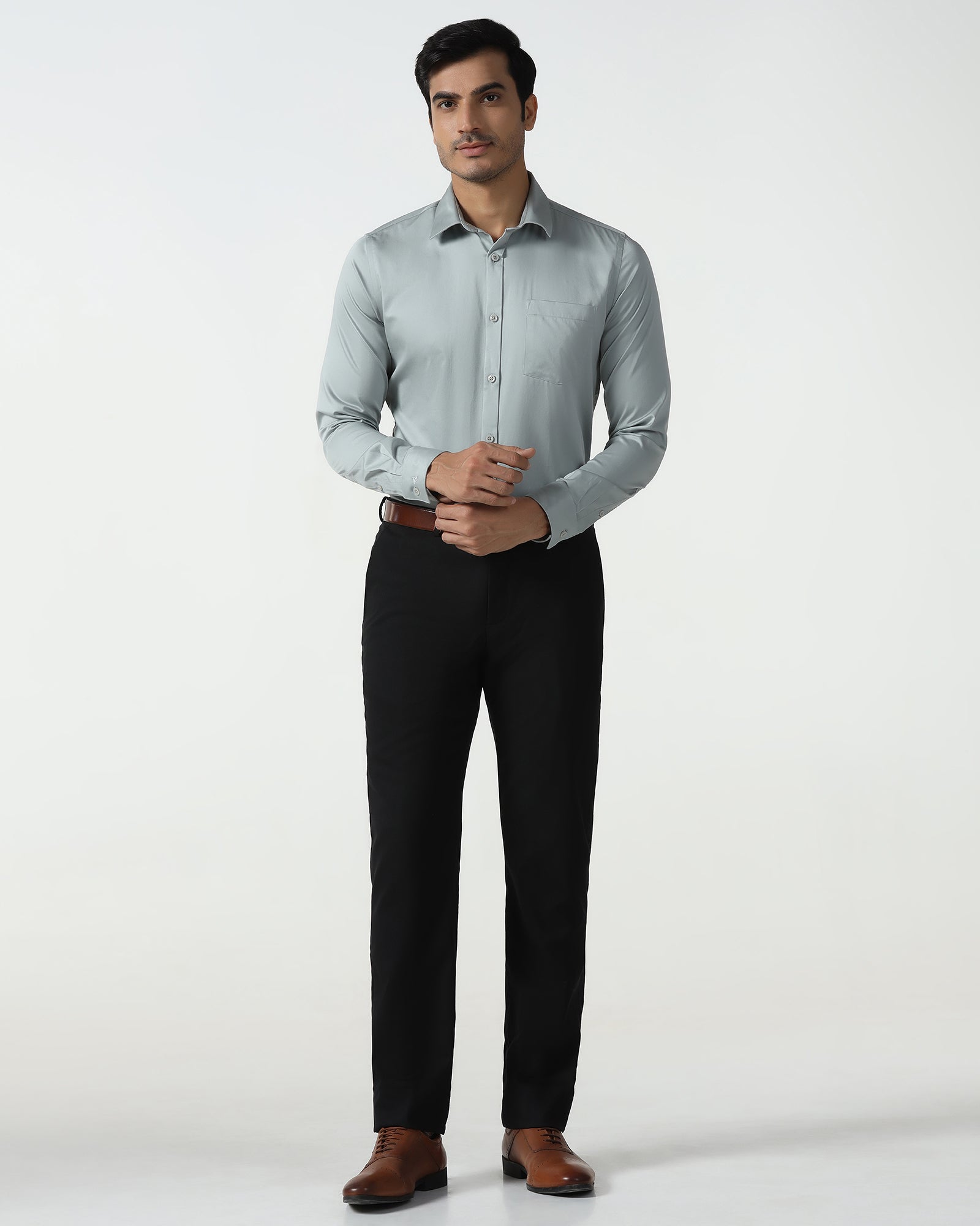 Luxe Slim Comfort B-95 Formal Black Check Trouser - Amouage