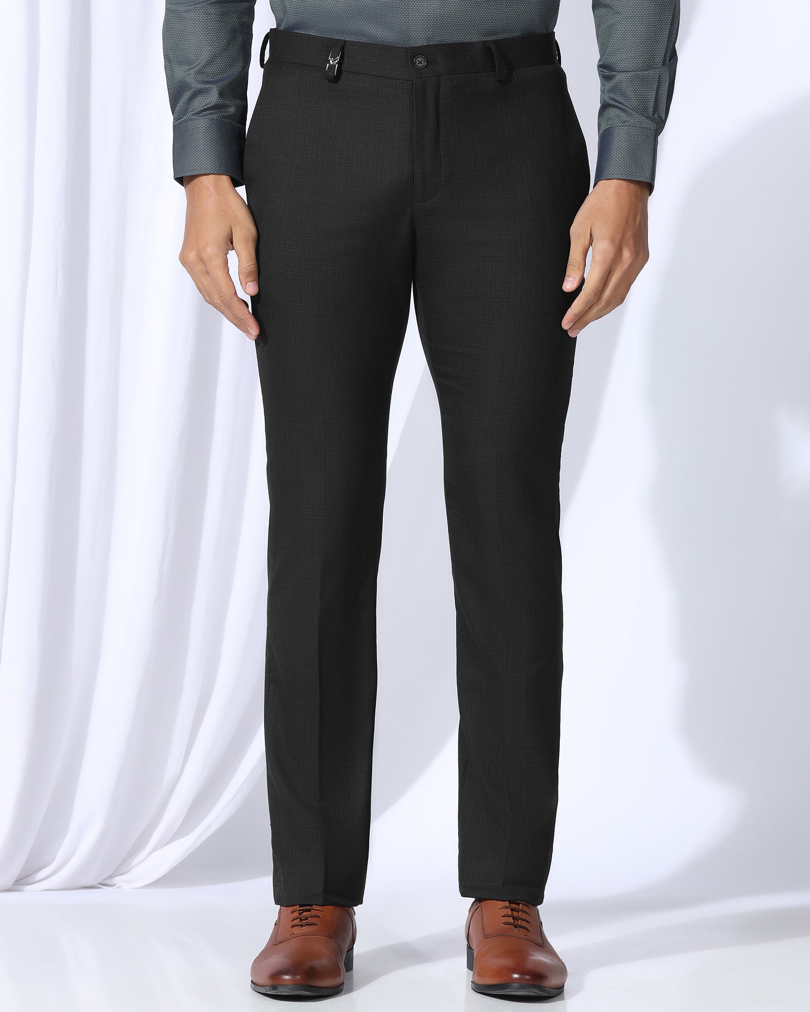 Luxe Slim Comfort B-95 Formal Black Textured Trouser - Chanel