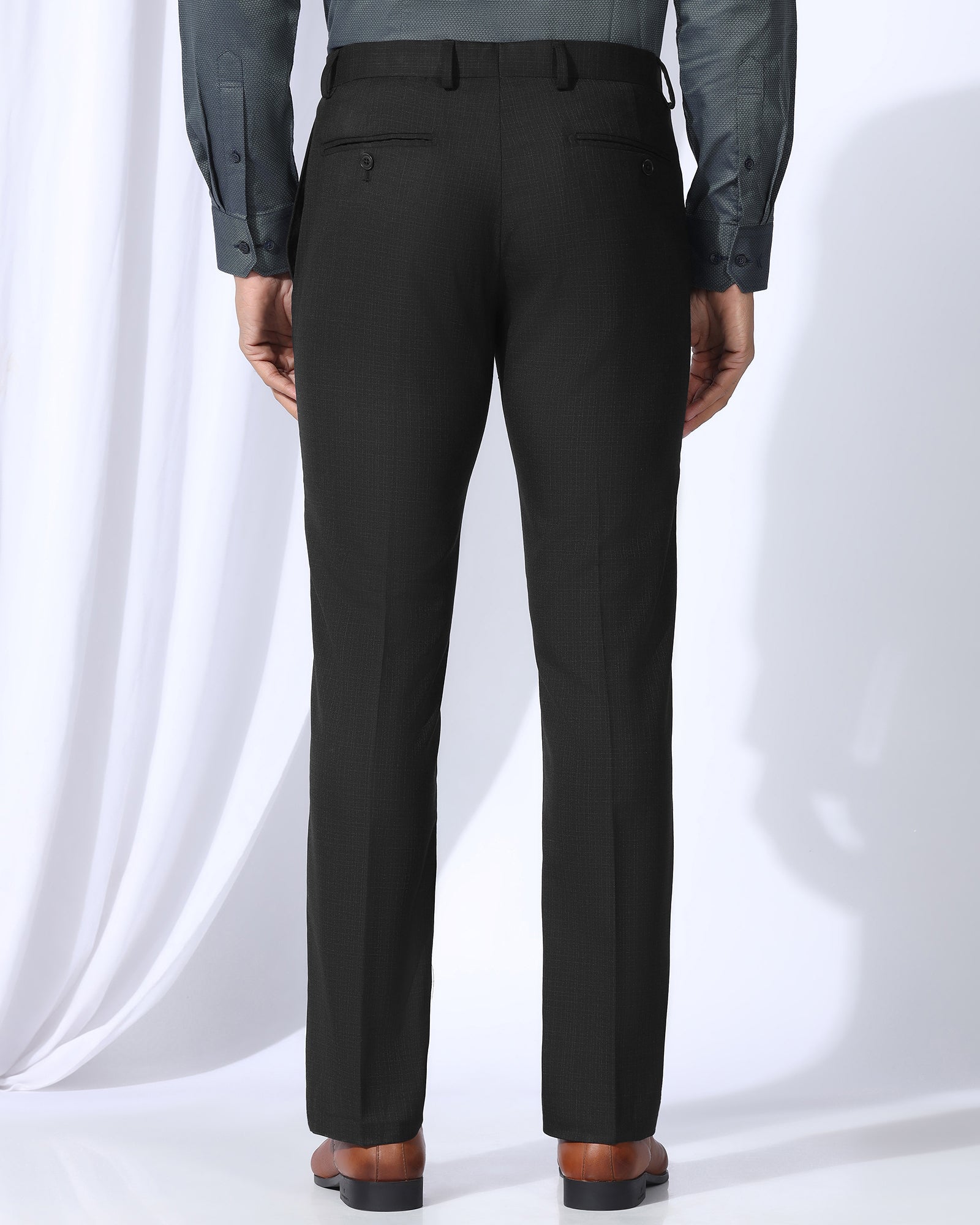 Luxe Slim Comfort B-95 Formal Black Textured Trouser - Chanel