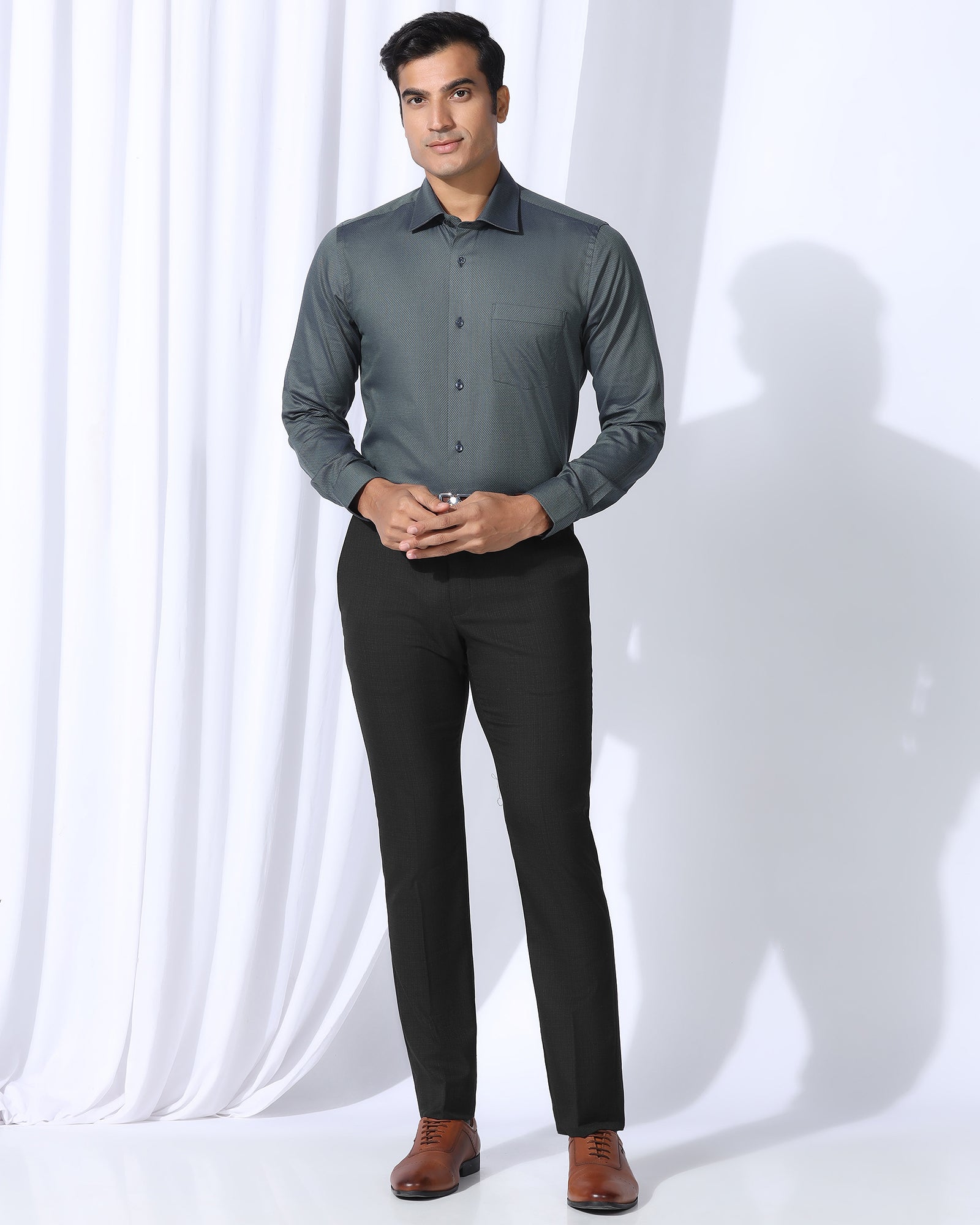 Luxe Slim Comfort B-95 Formal Black Textured Trouser - Chanel