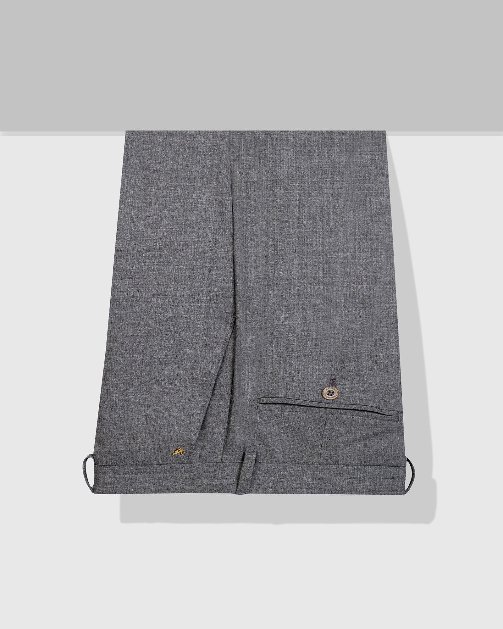 Luxe Slim Comfort B-95 Formal Grey Check Trouser - Porcupine - Blackberrys