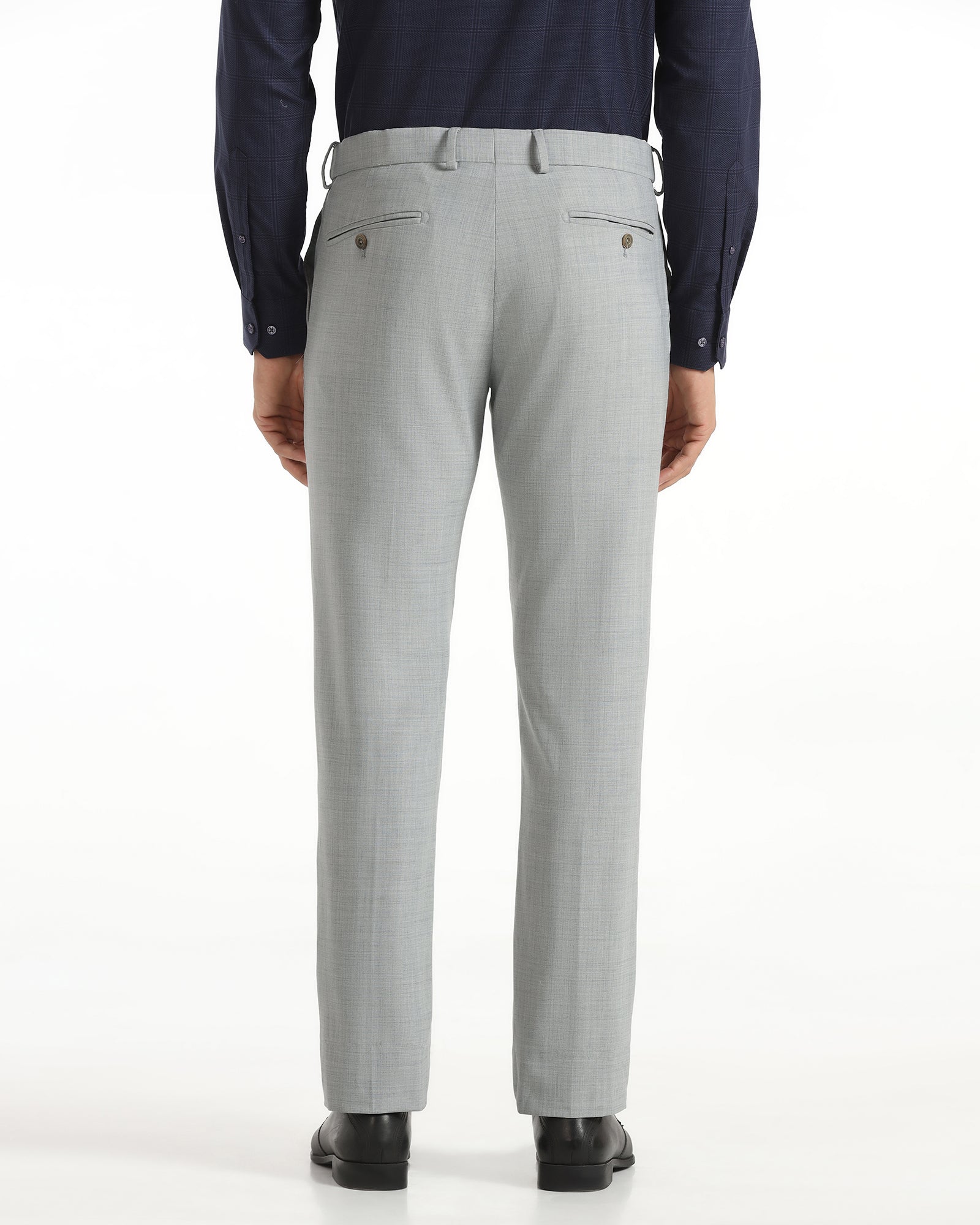 Luxe Slim Comfort B-95 Formal Light Grey Check Trouser - Amouage