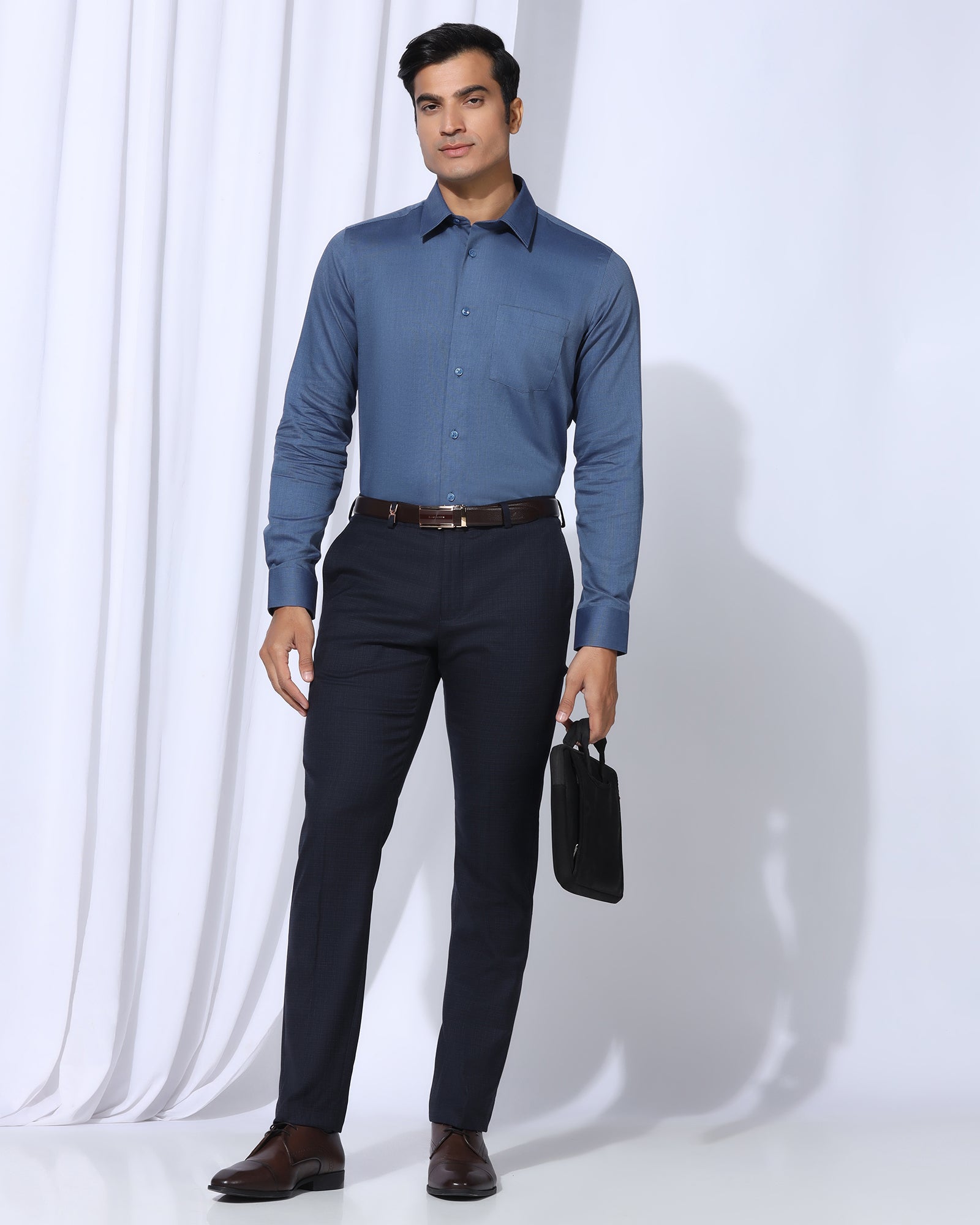 Luxe Slim Comfort B-95 Formal Navy Textured Trouser - Chanel