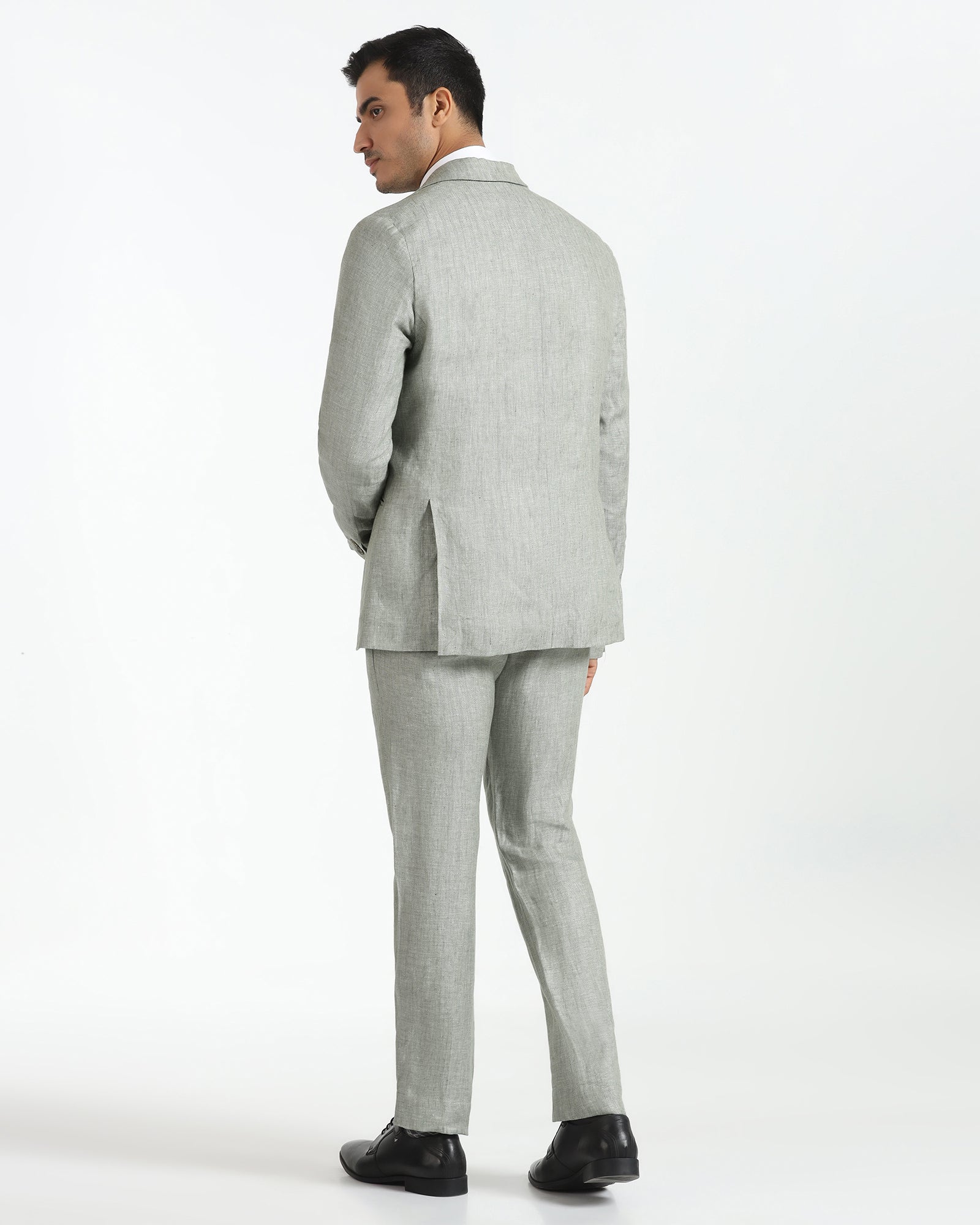 Luxe Three Piece Light Olive Textured Formal Suit - Persia