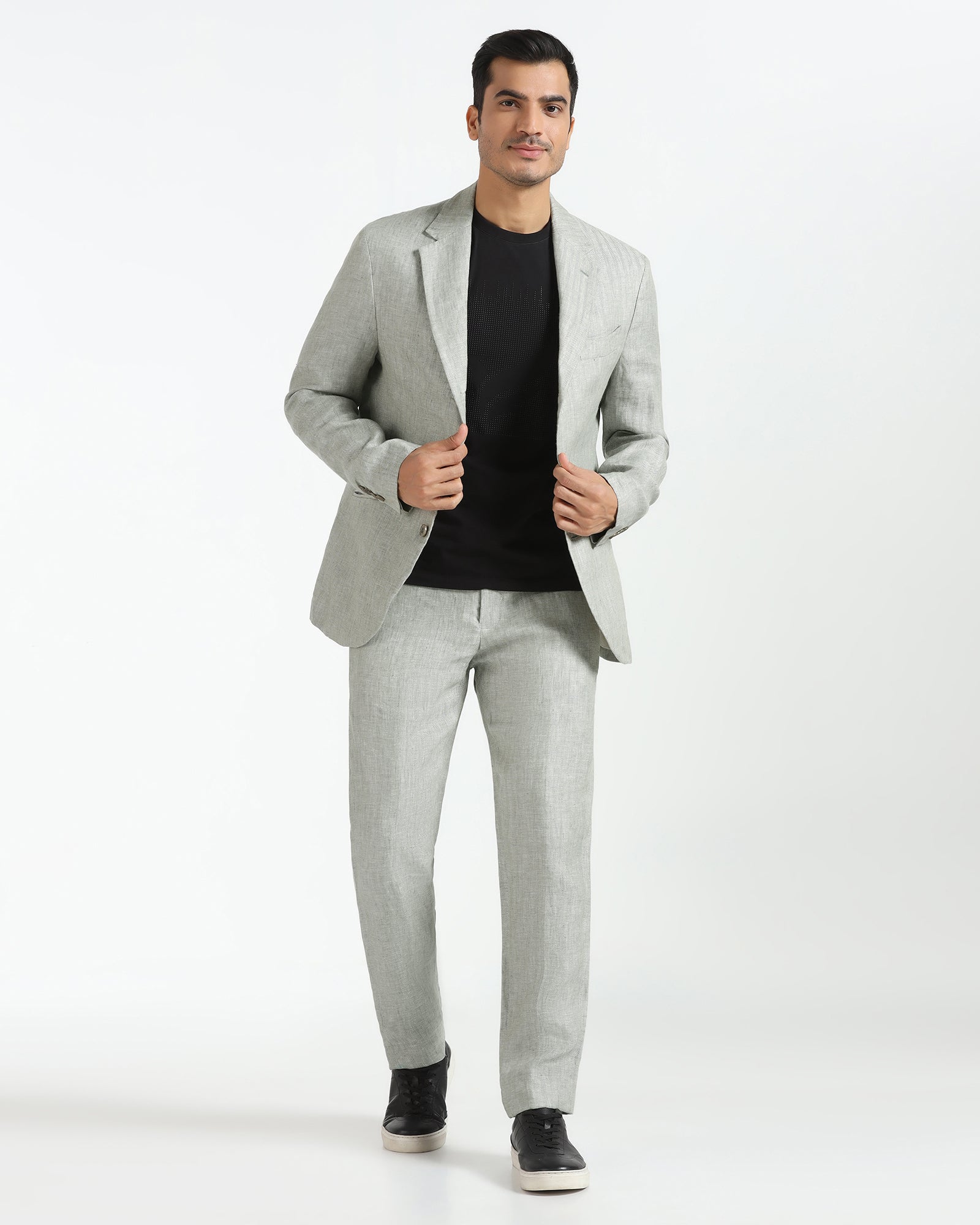 Luxe Three Piece Light Olive Textured Formal Suit - Persia