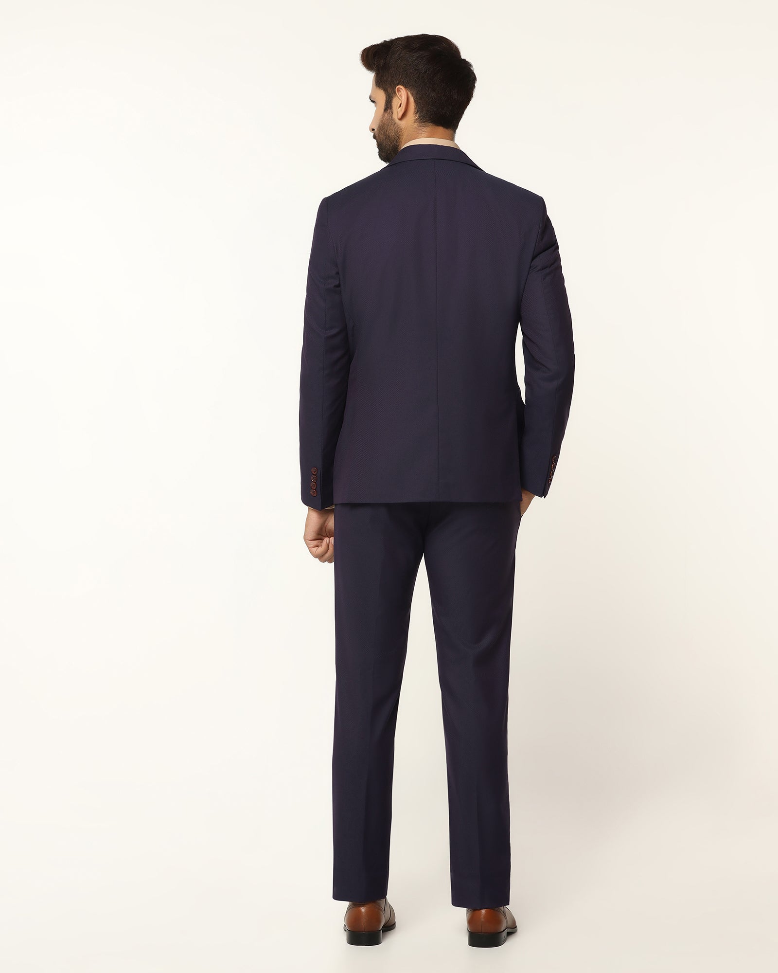 Luxe Three Piece Purple Textured Formal Suit - Garcia