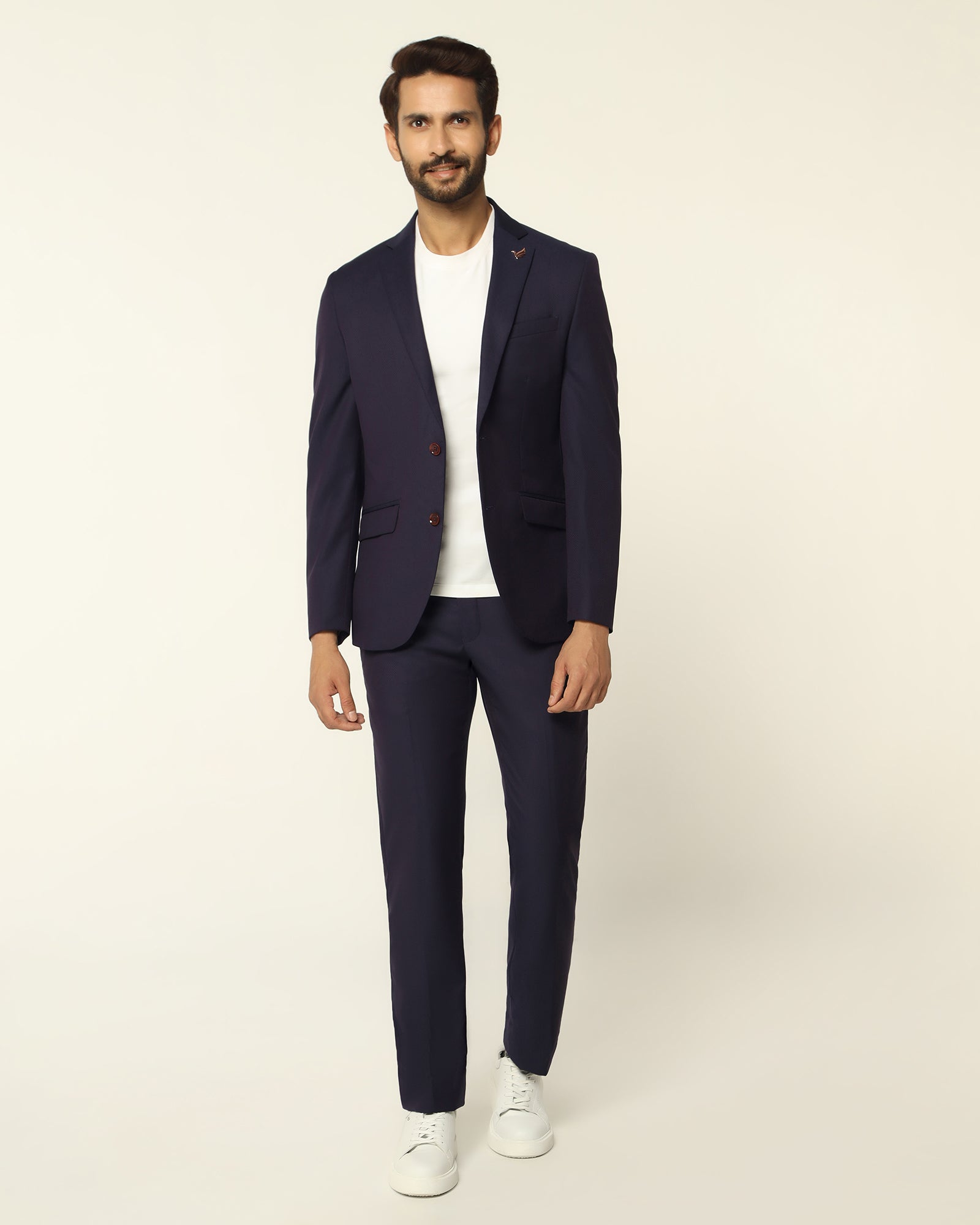 Luxe Three Piece Purple Textured Formal Suit - Garcia