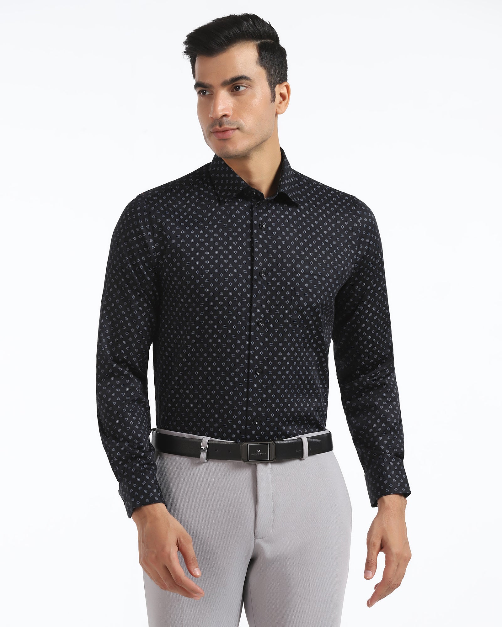 Formal Black Printed Shirt - Title