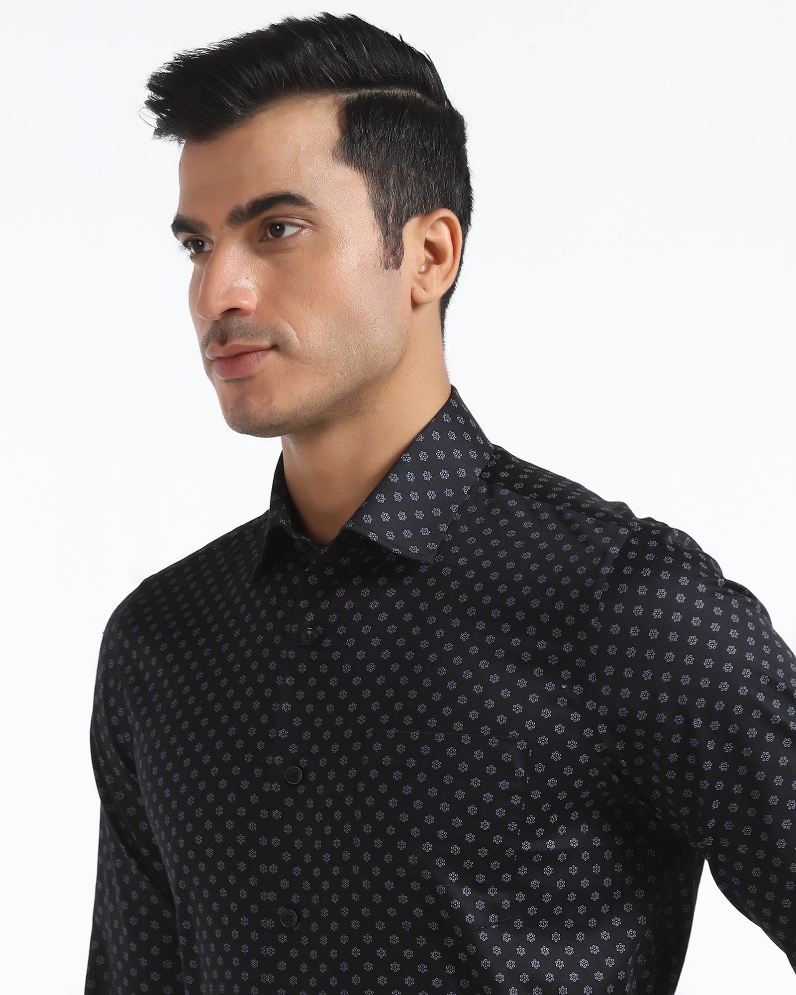 Formal Black Printed Shirt - Title