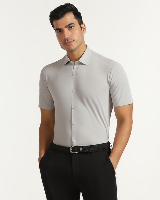 TechPro Formal Half Sleeve Grey Textured Shirt - Kanon