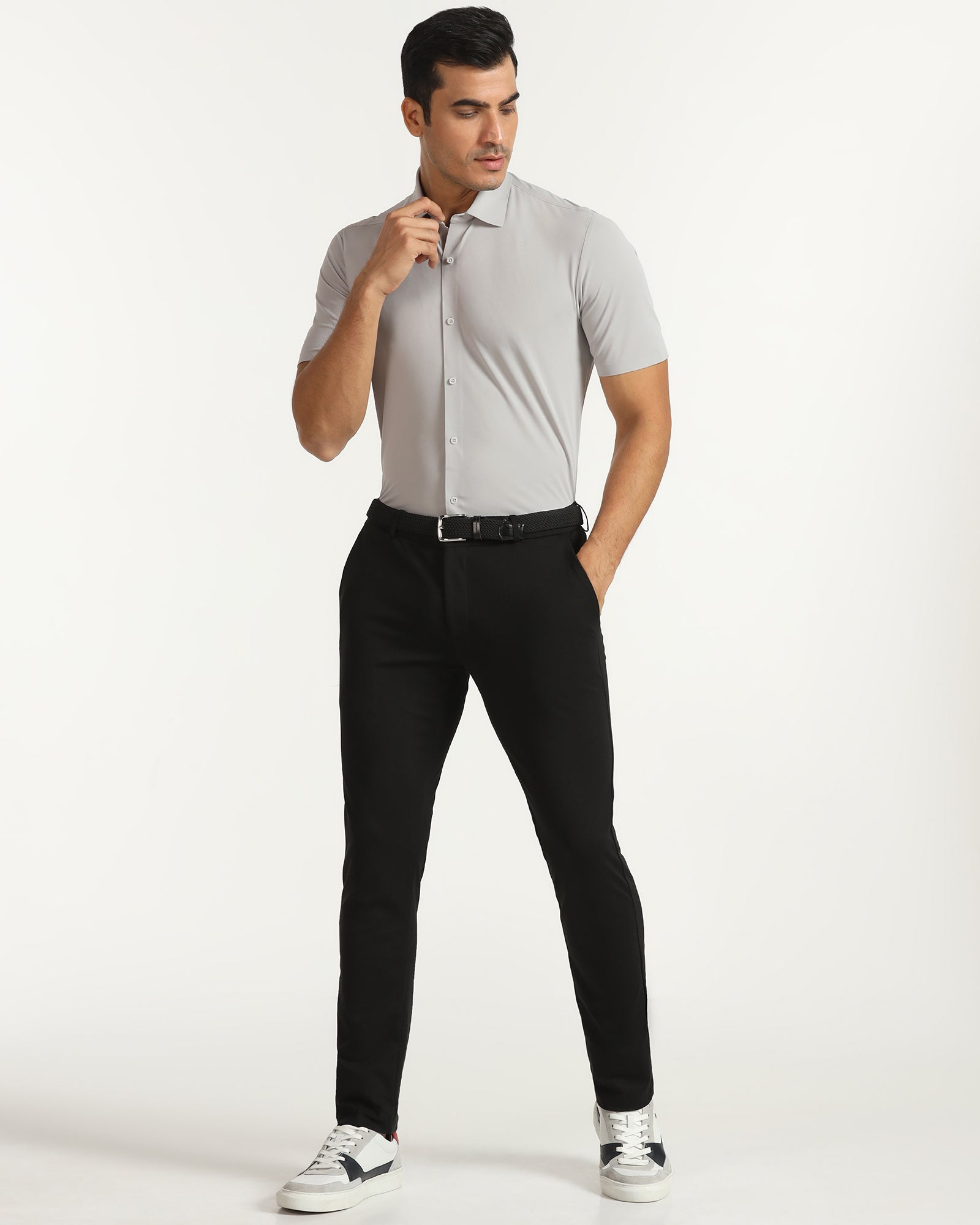 TechPro Formal Half Sleeve Grey Textured Shirt - Kanon