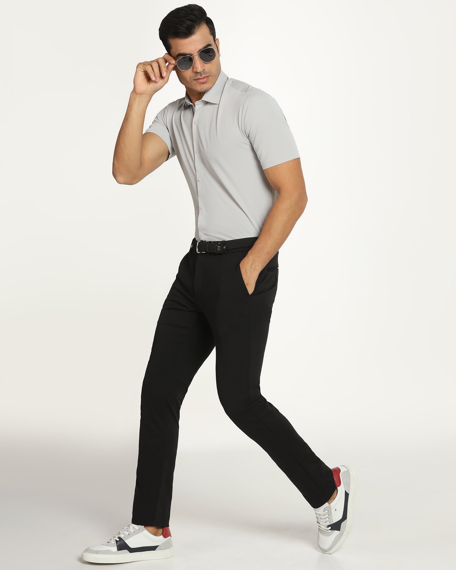 TechPro Formal Half Sleeve Grey Textured Shirt - Kanon