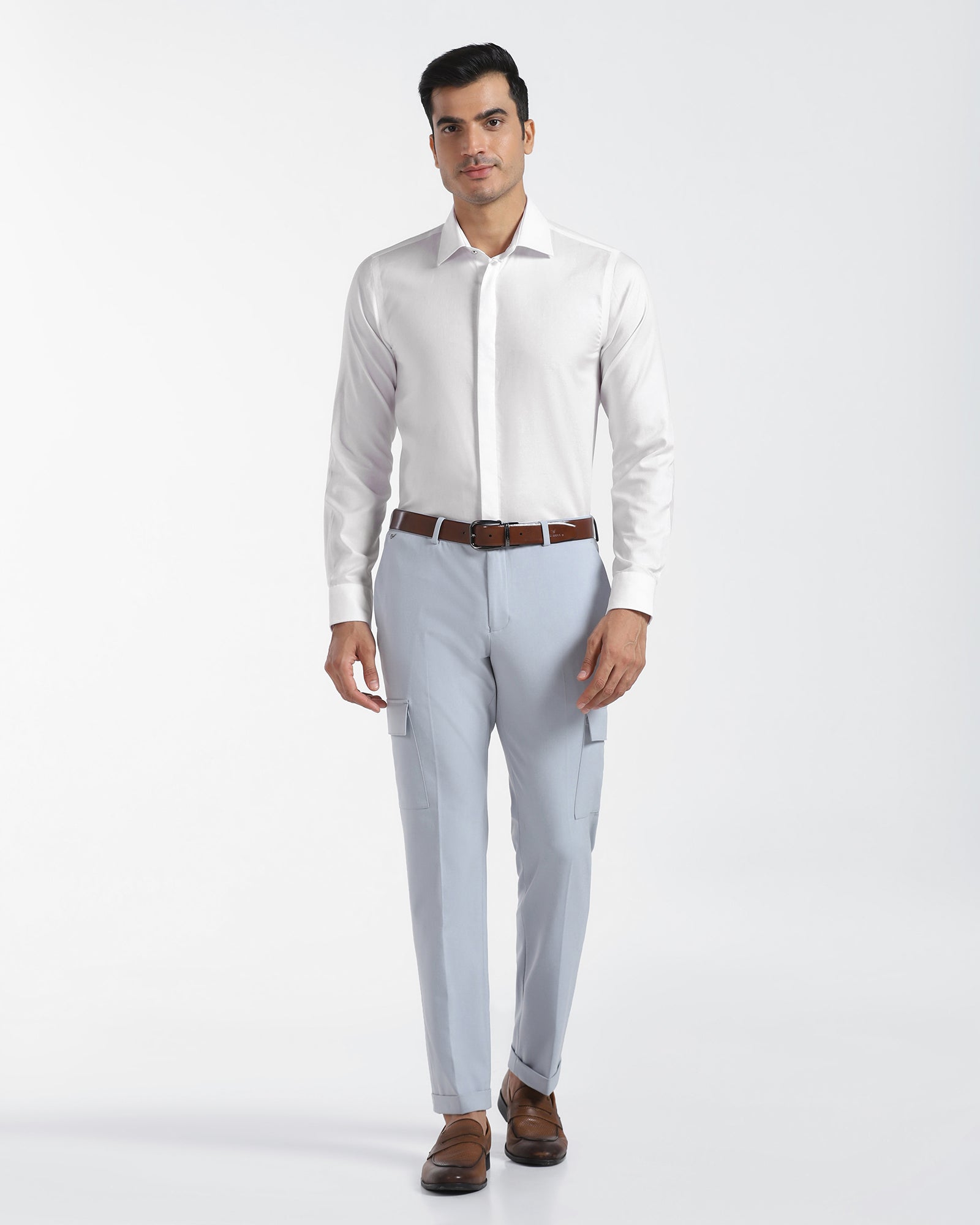 Formal Super White Textured Shirt - Kite