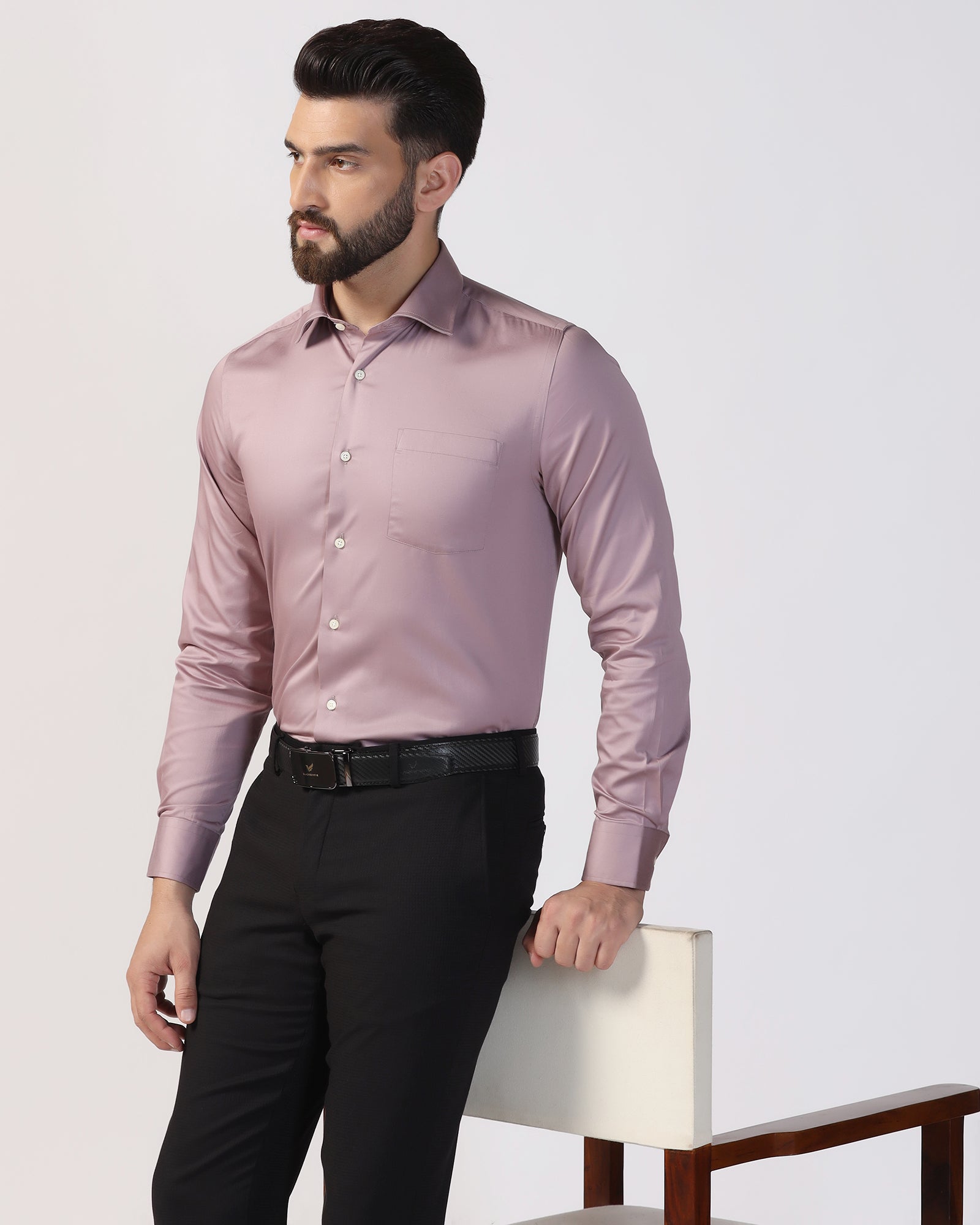Formal Mauve Solid Shirt - Edin