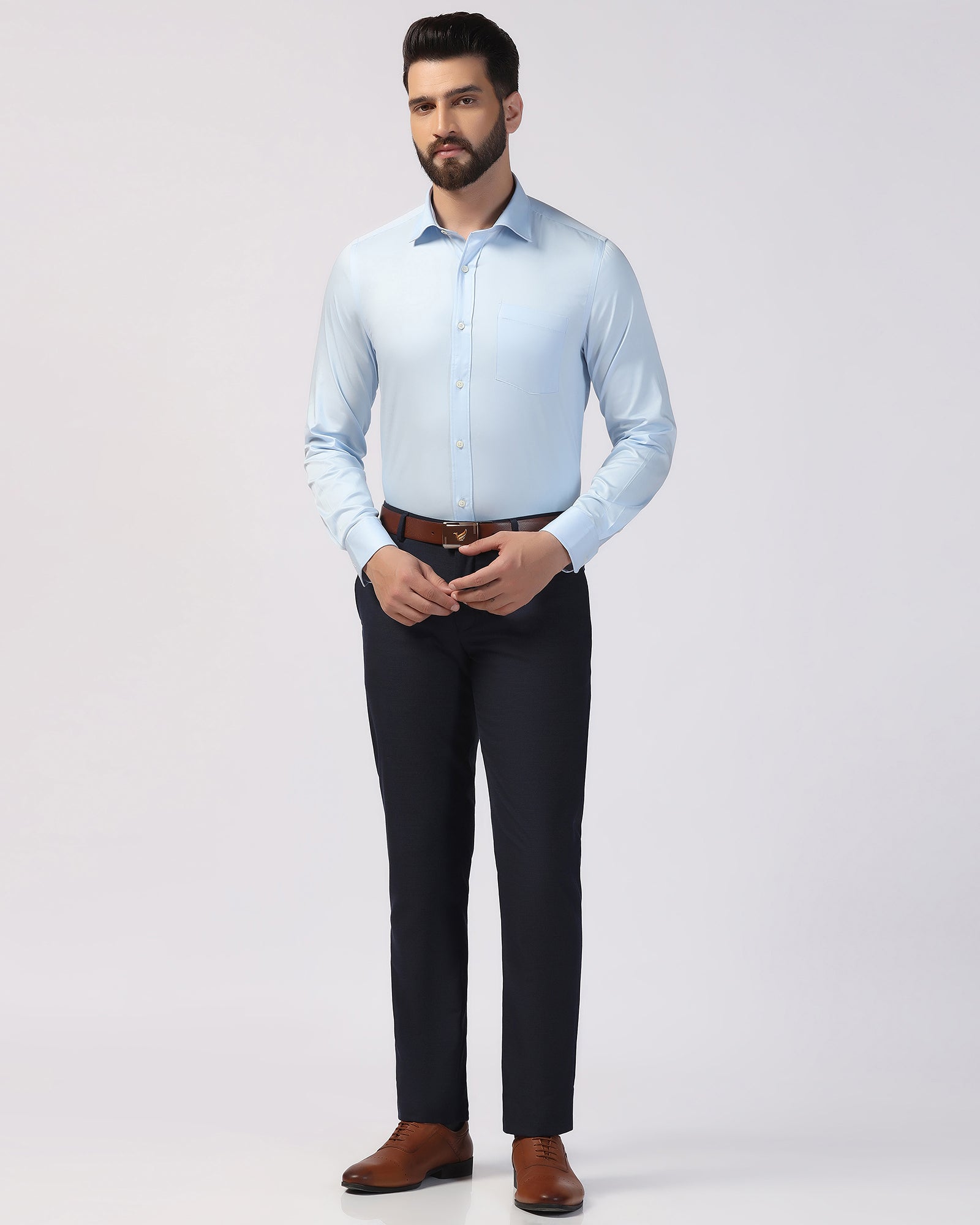 Formal Light Blue Solid Shirt - Ether