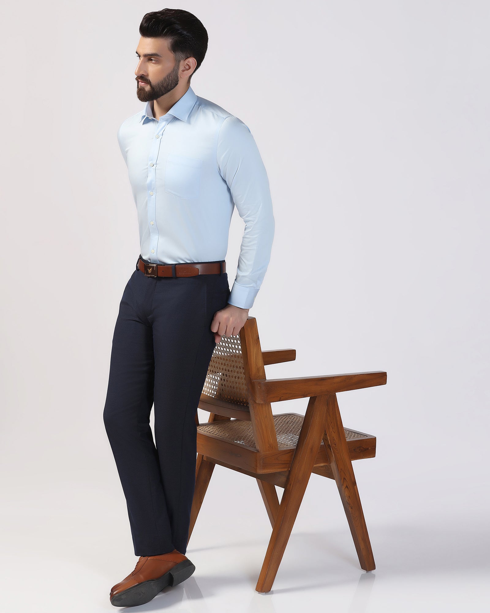 Formal Light Blue Solid Shirt - Ether