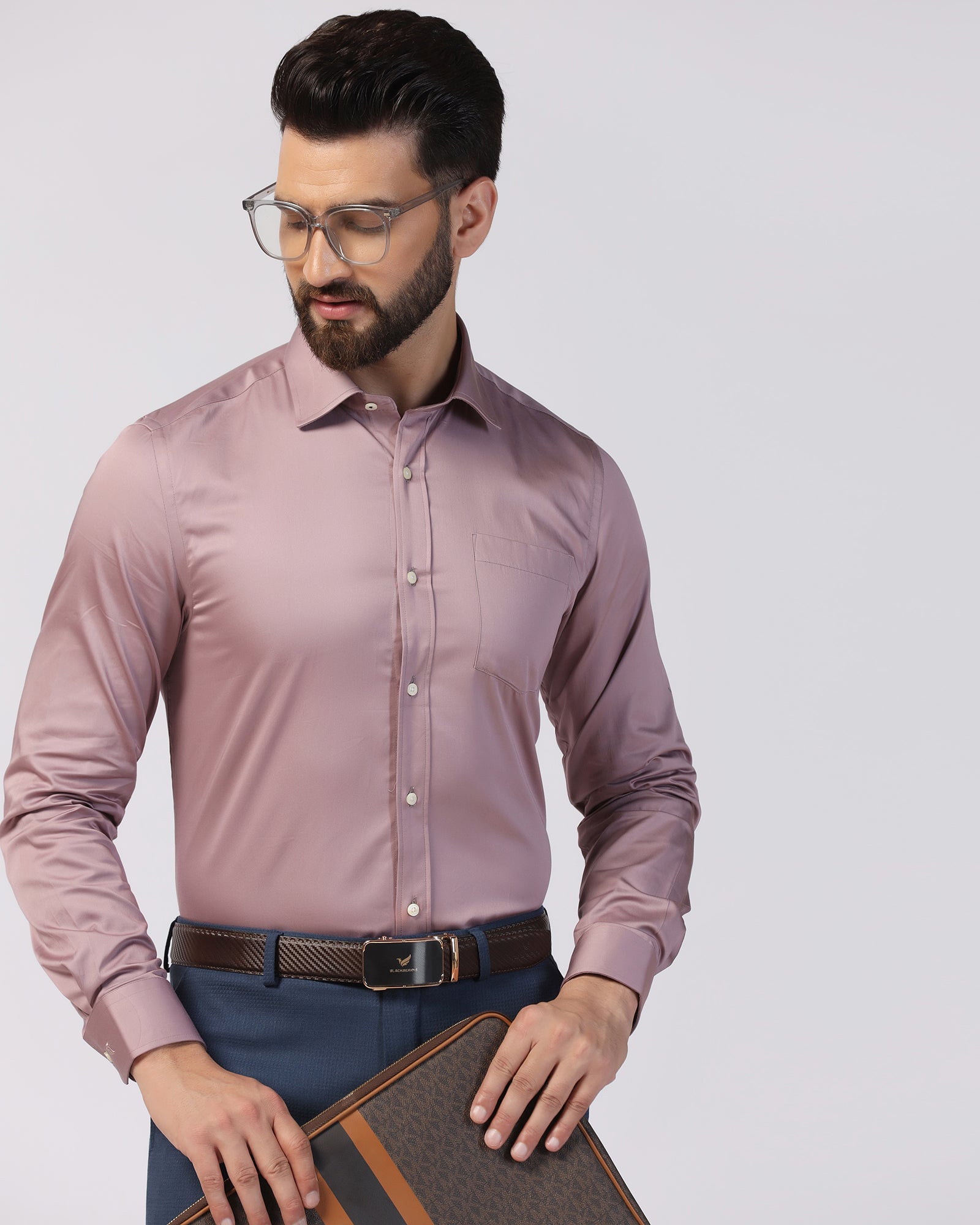 Formal Mauve Solid Shirt - Ether