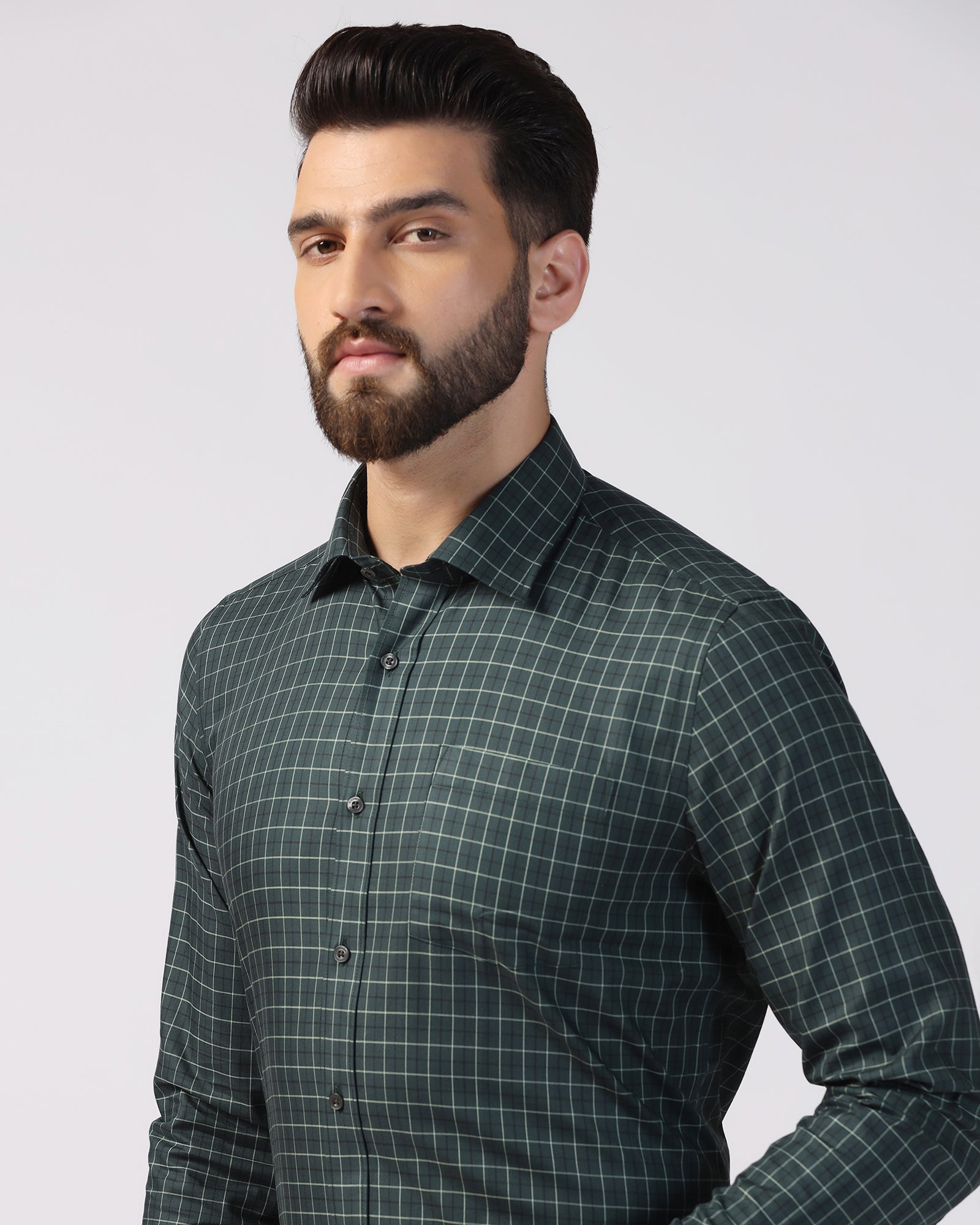Formal Forest Green Check Shirt - Escort
