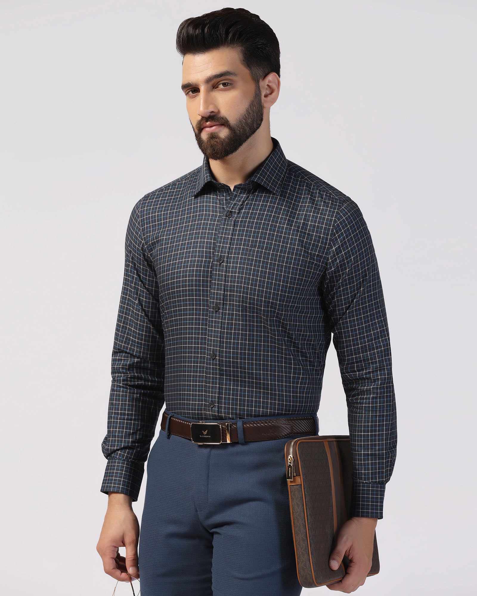 Formal Navy Check Shirt - Escort