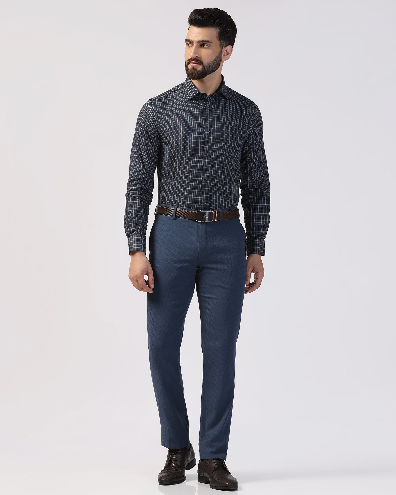 Formal Navy Check Shirt - Escort