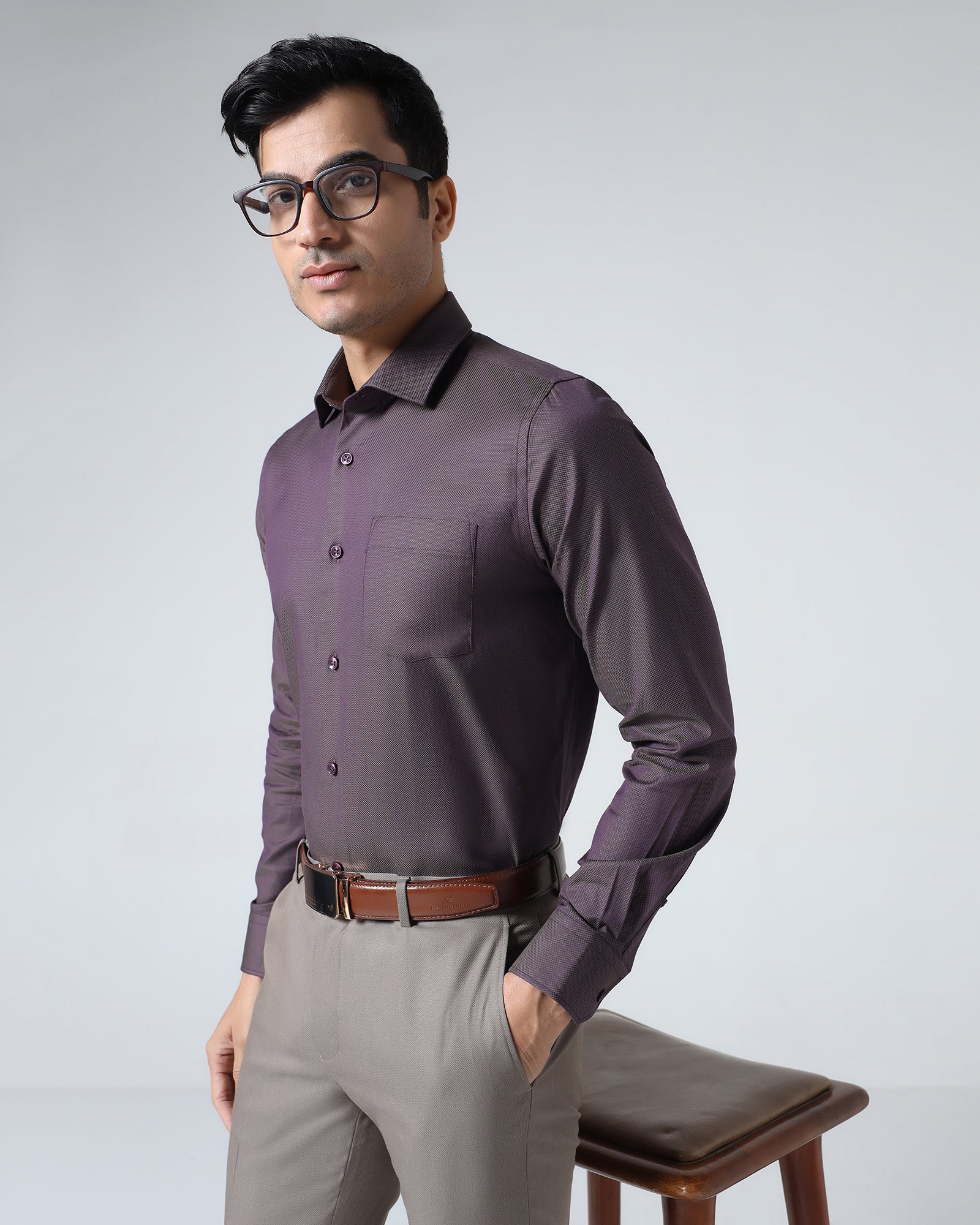 Plum Textured Shirt - Magnus