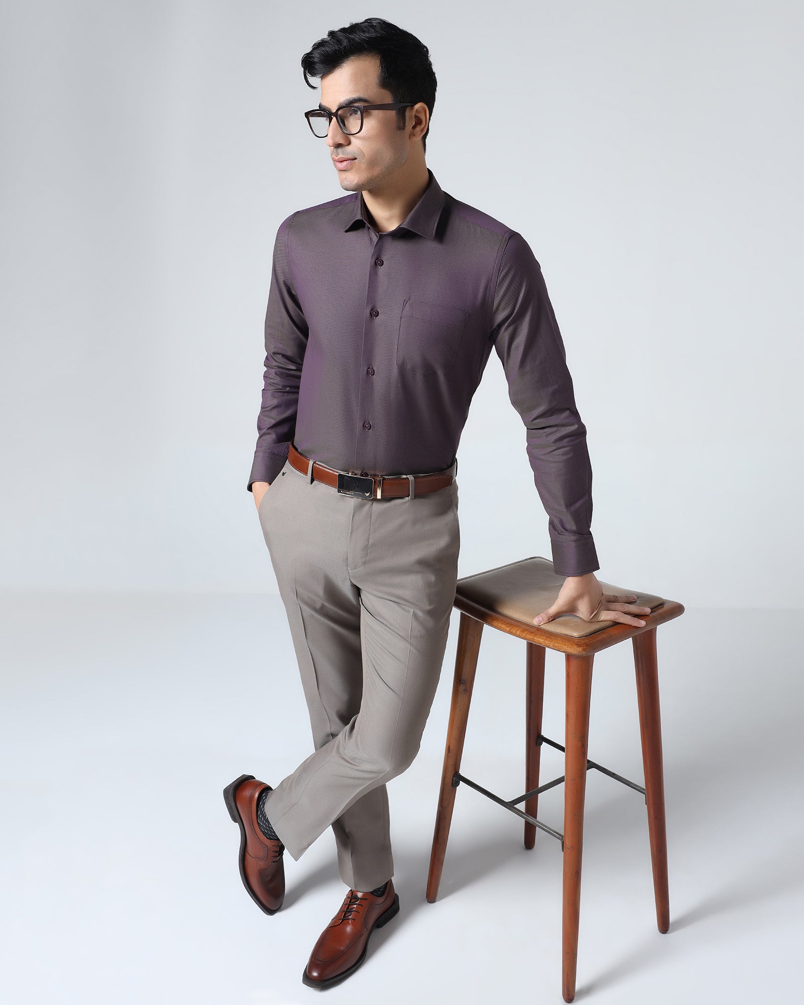 Plum Textured Shirt - Magnus