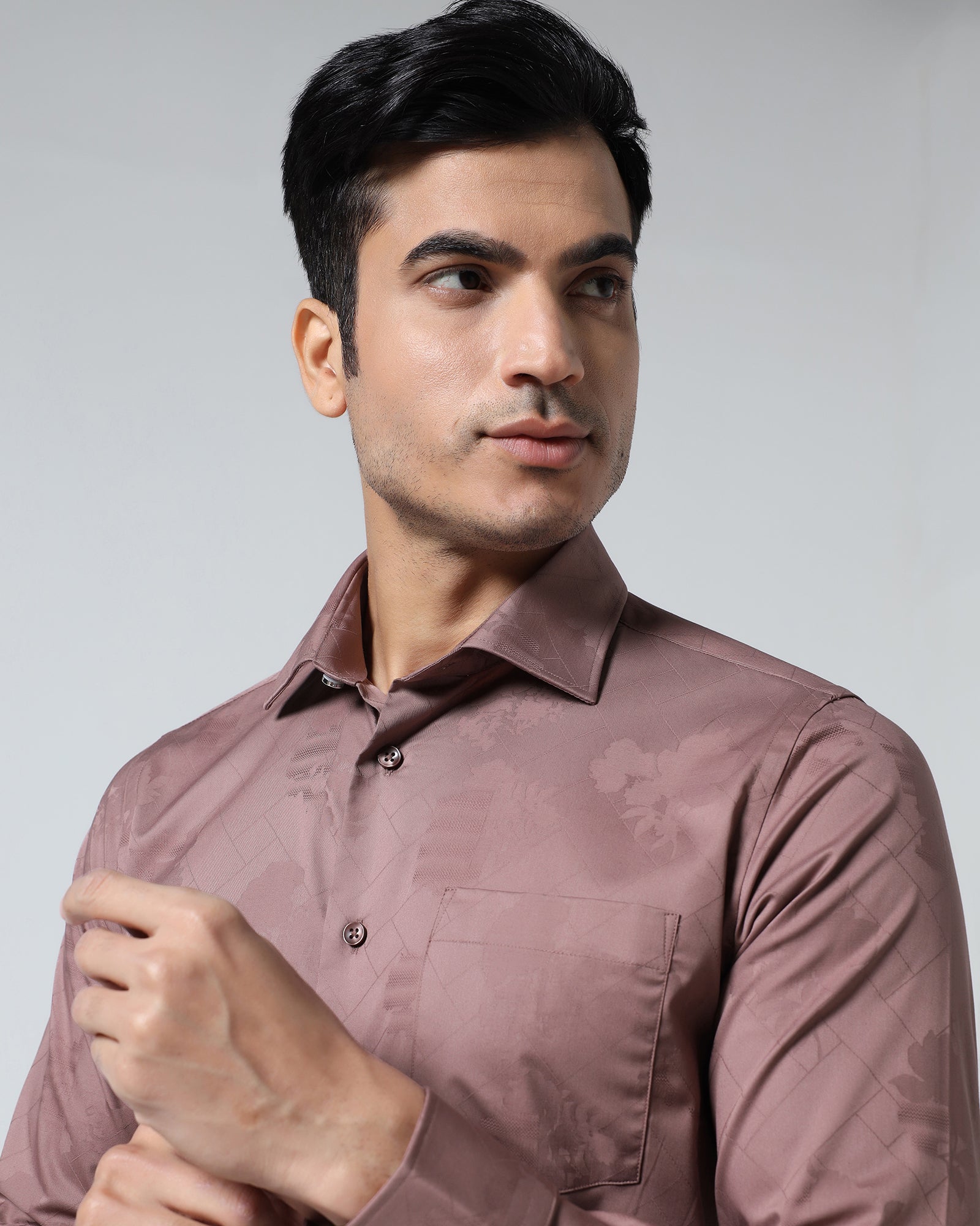 Dusty Pink Jacquard Shirt - Ramen