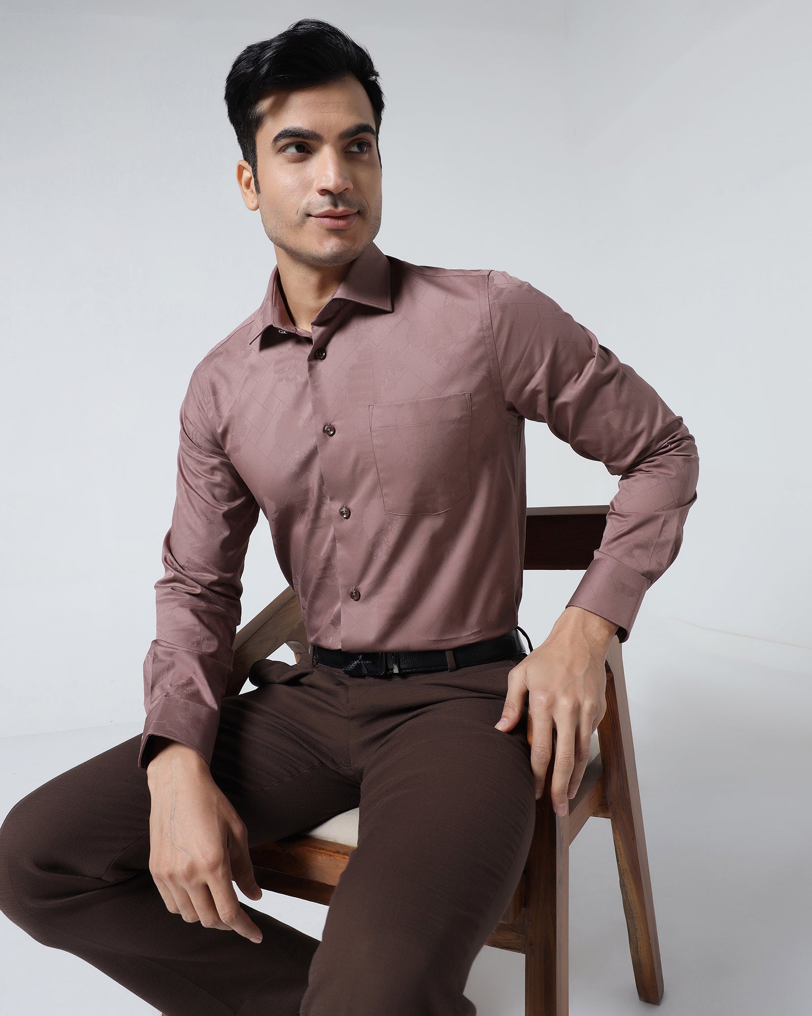 Dusty Pink Jacquard Shirt - Ramen