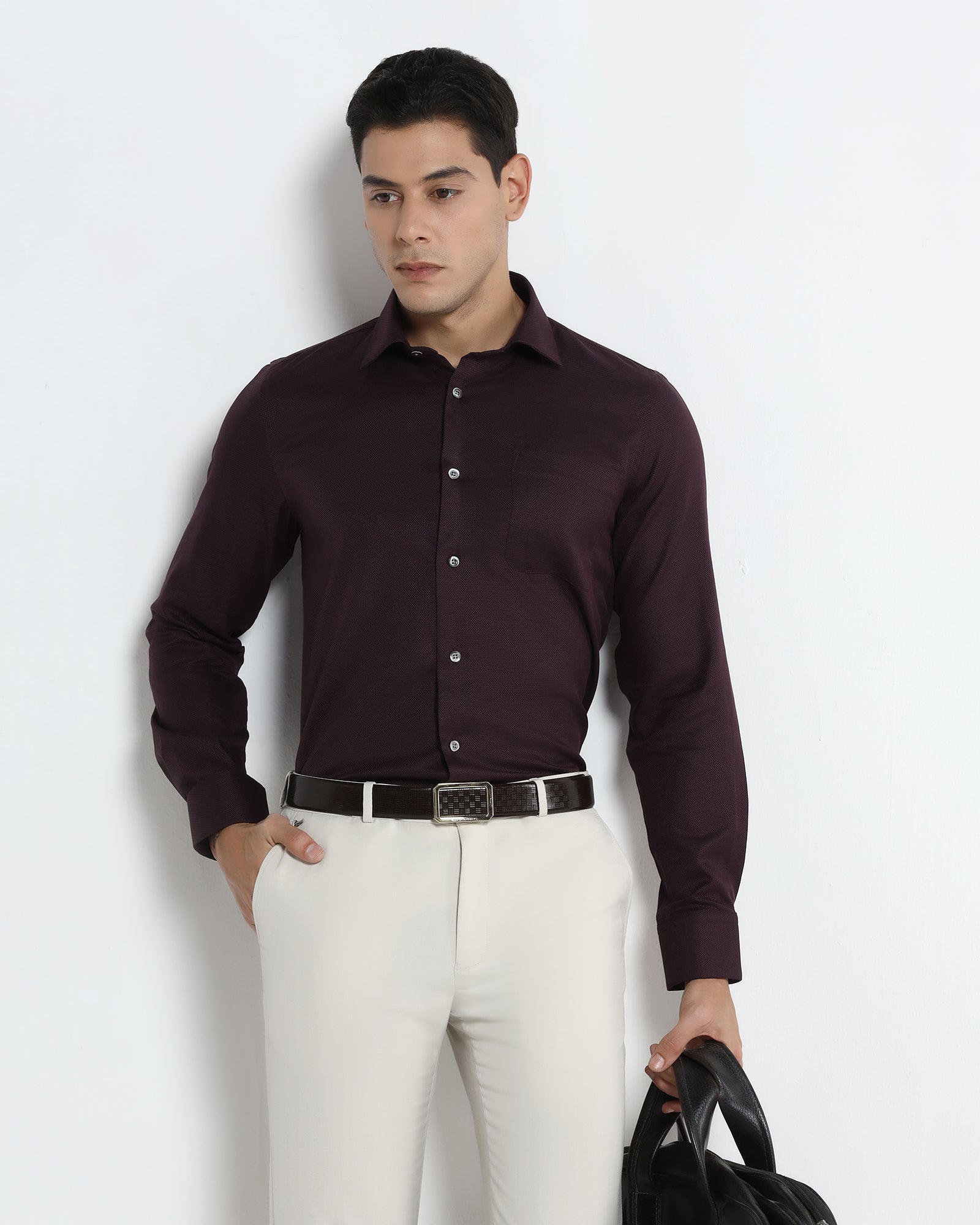 Maroon Luxe Textured Shirt - Captain