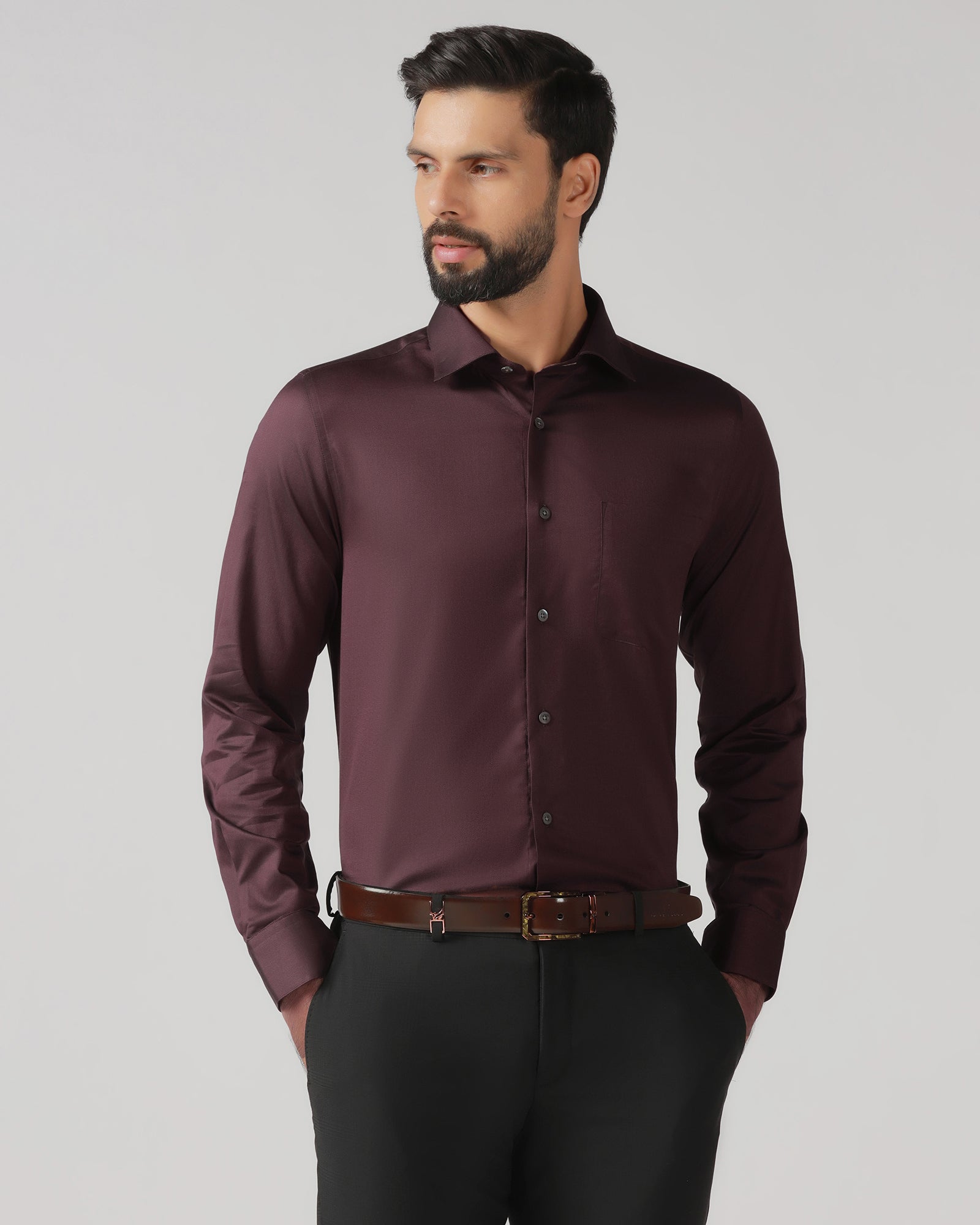 Maroon Luxe Textured Shirt - Crypto