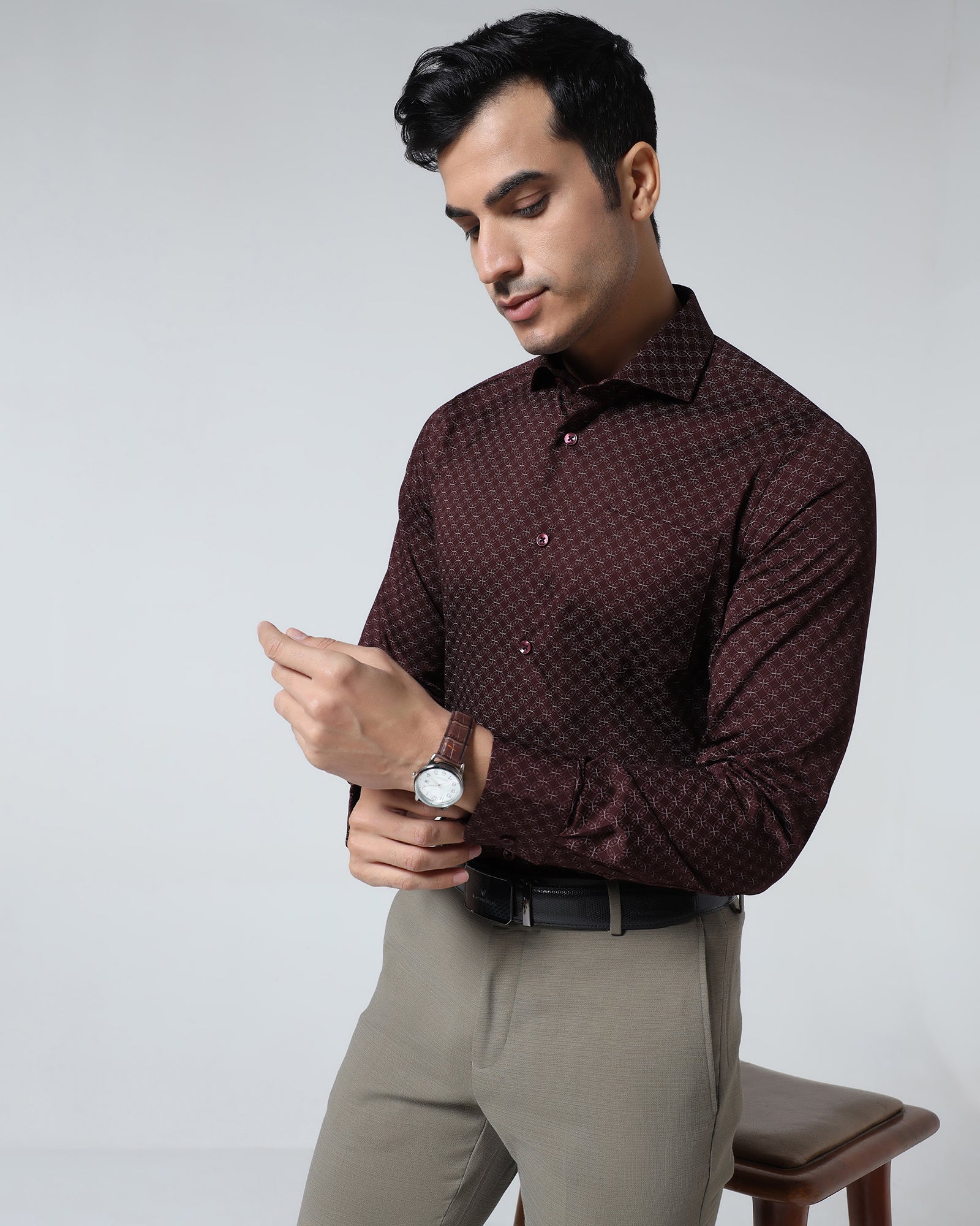 Bottle Green Textured Shirt - Magnus