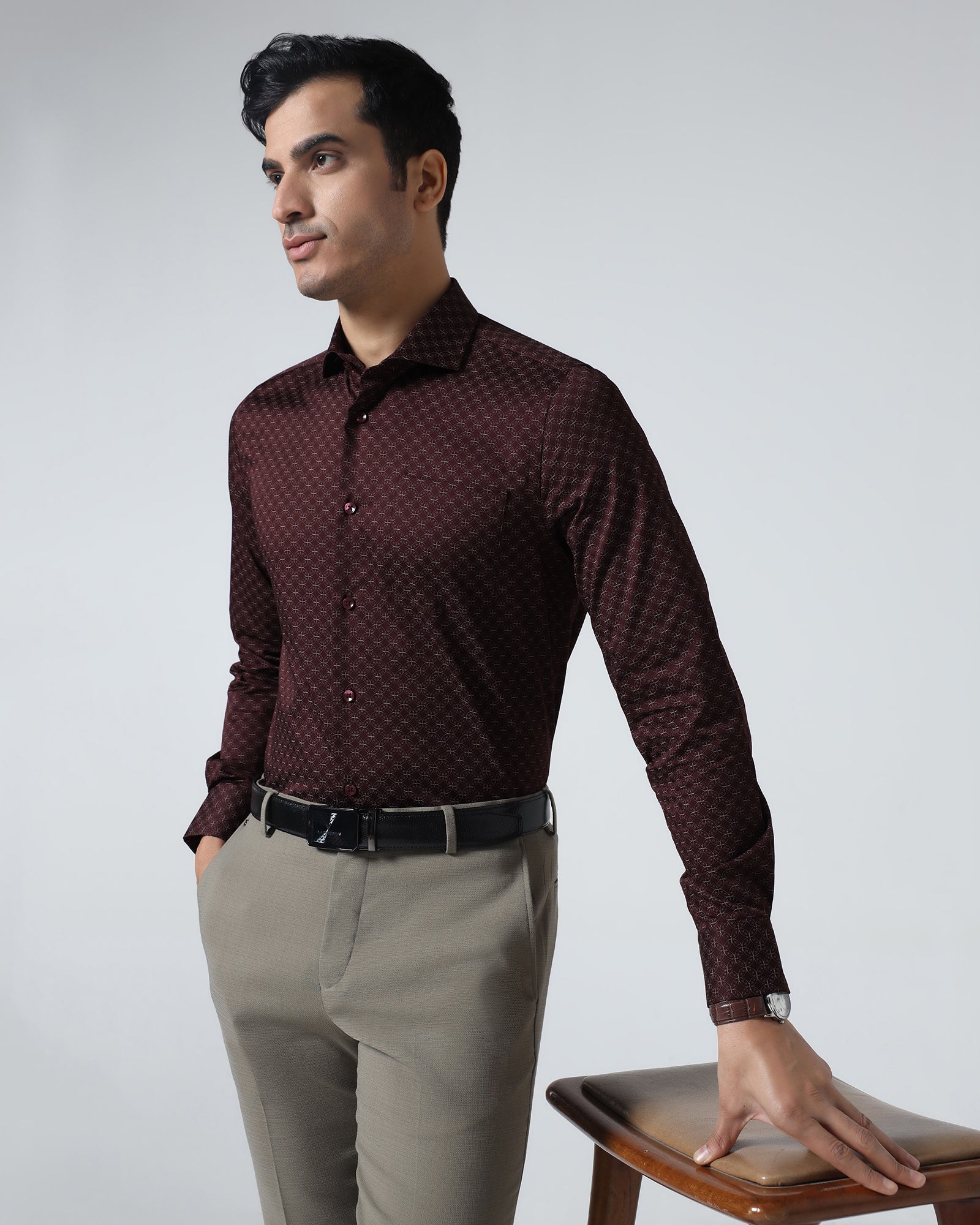 Bottle Green Textured Shirt - Magnus