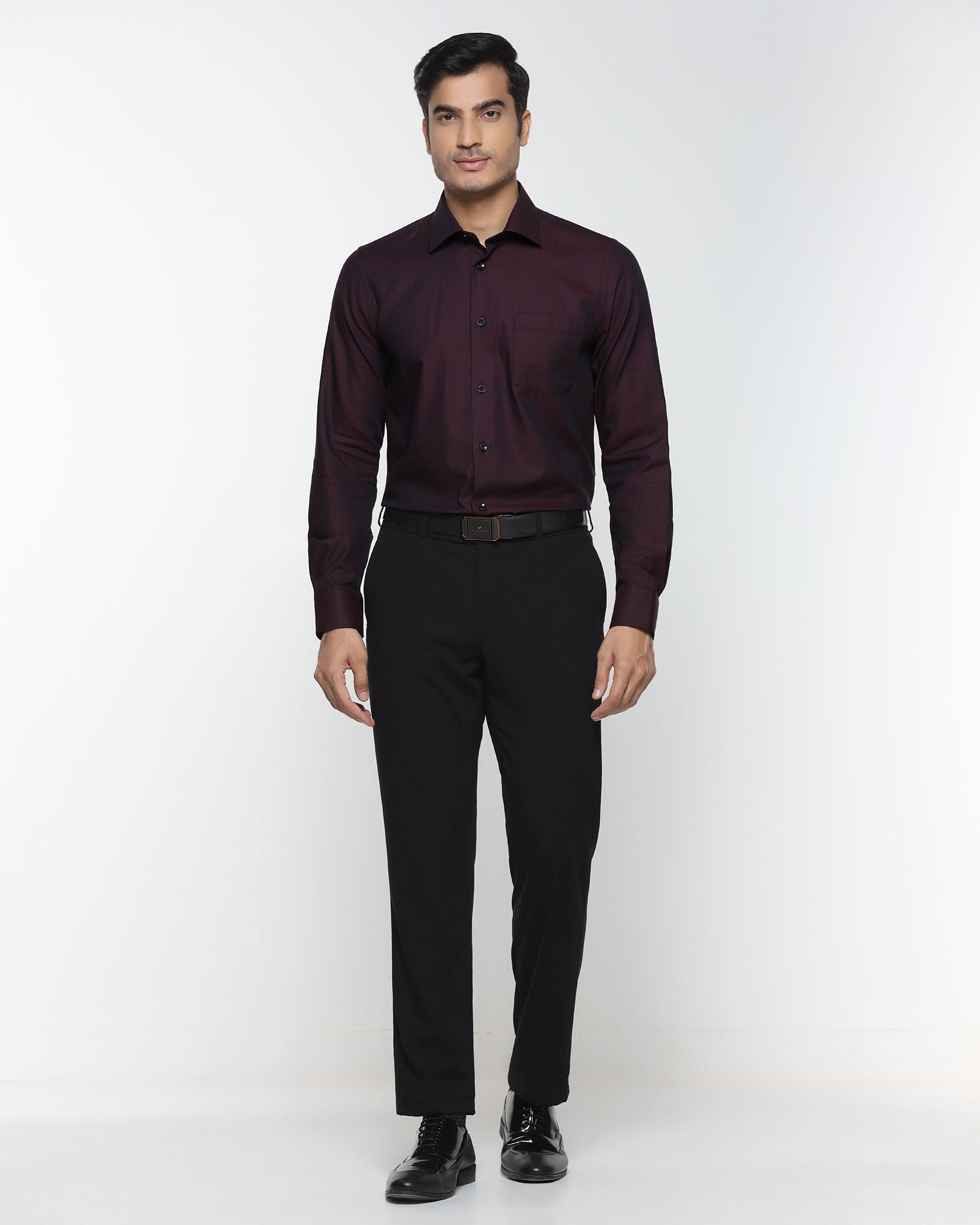 Maroon Textured Shirt - Robin