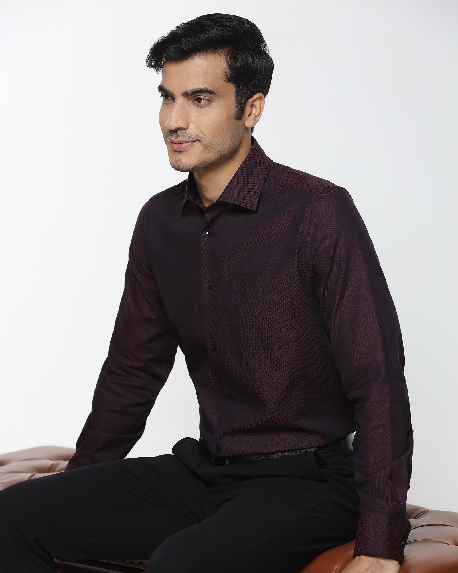 Maroon Textured Shirt - Robin