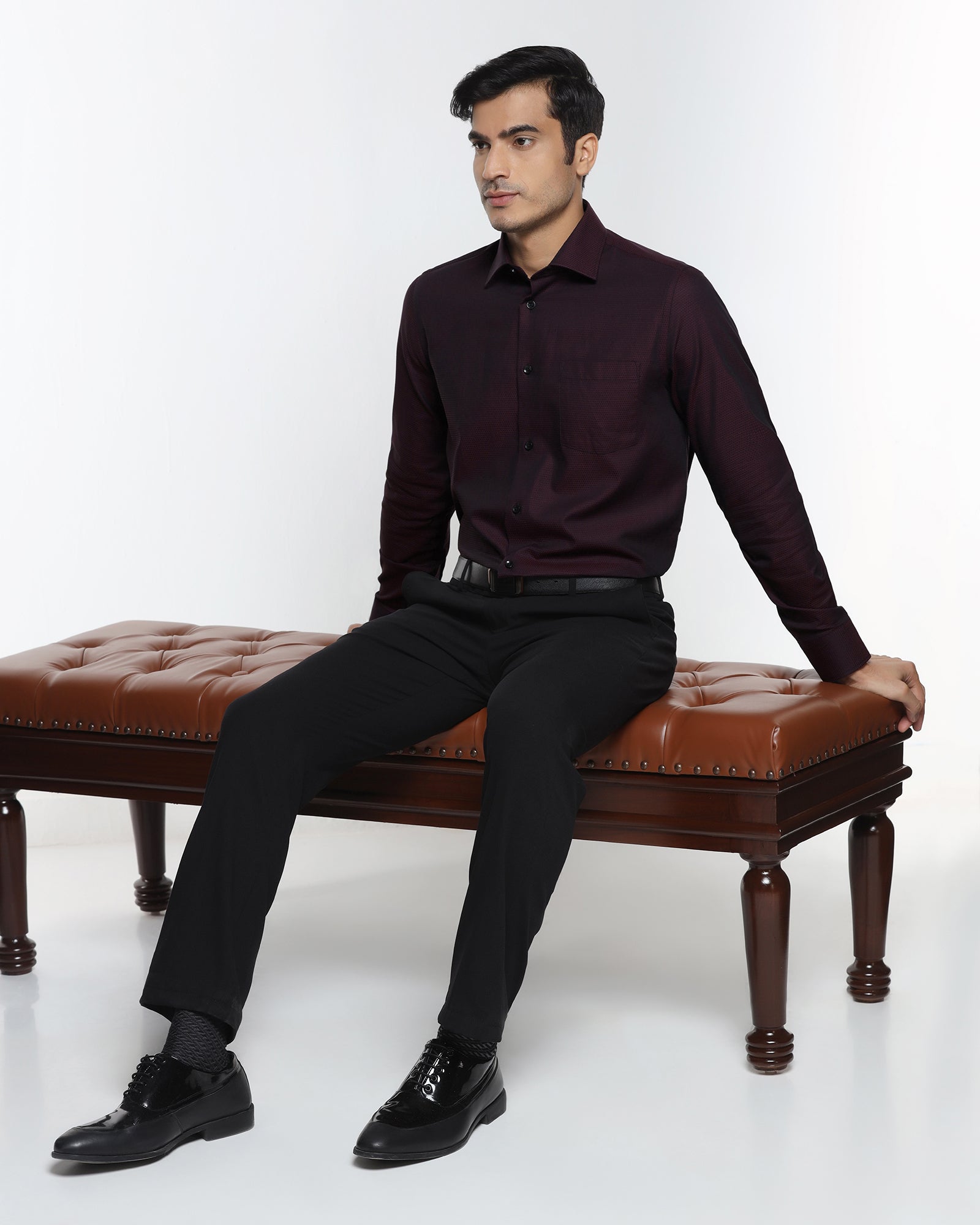 Maroon Textured Shirt - Robin