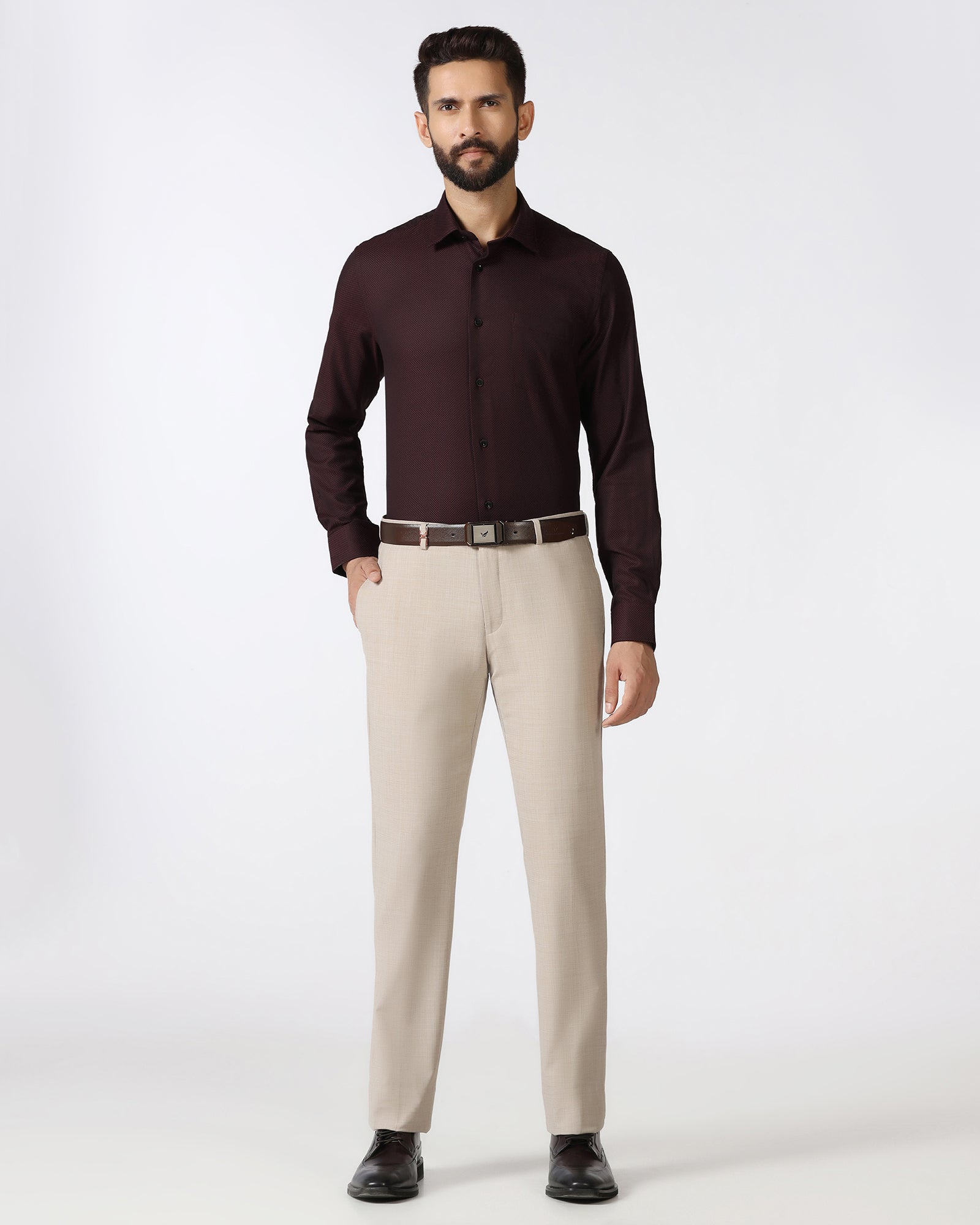 Maroon Textured Shirt - Weapon