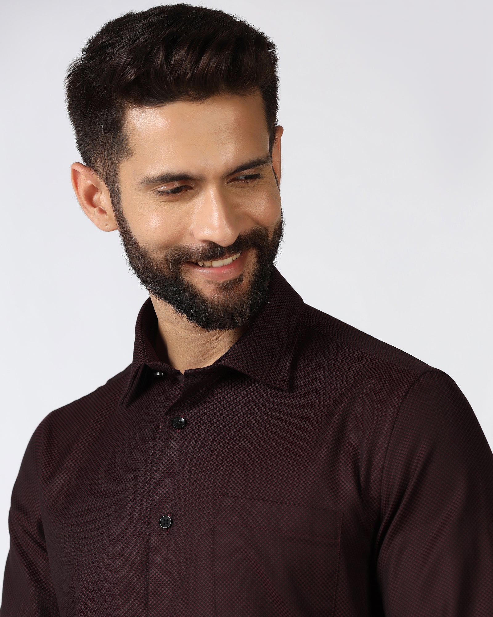 Maroon Textured Shirt - Weapon