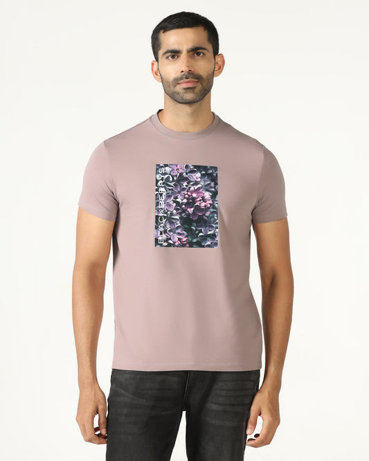 Mauve Crew Neck Solid T-Shirt - Dalon