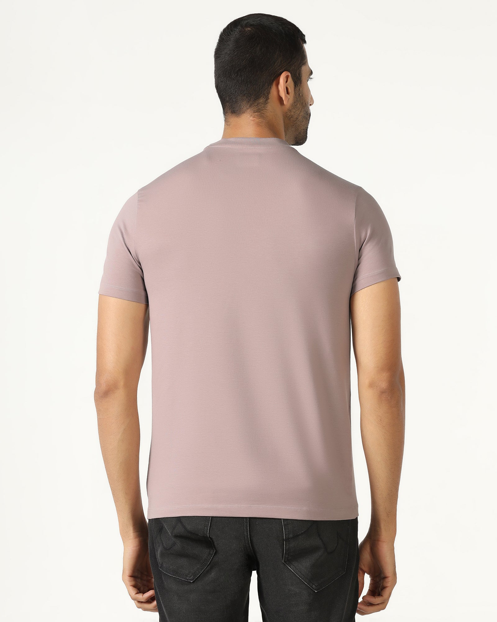 Mauve Crew Neck Solid T-Shirt - Dalon